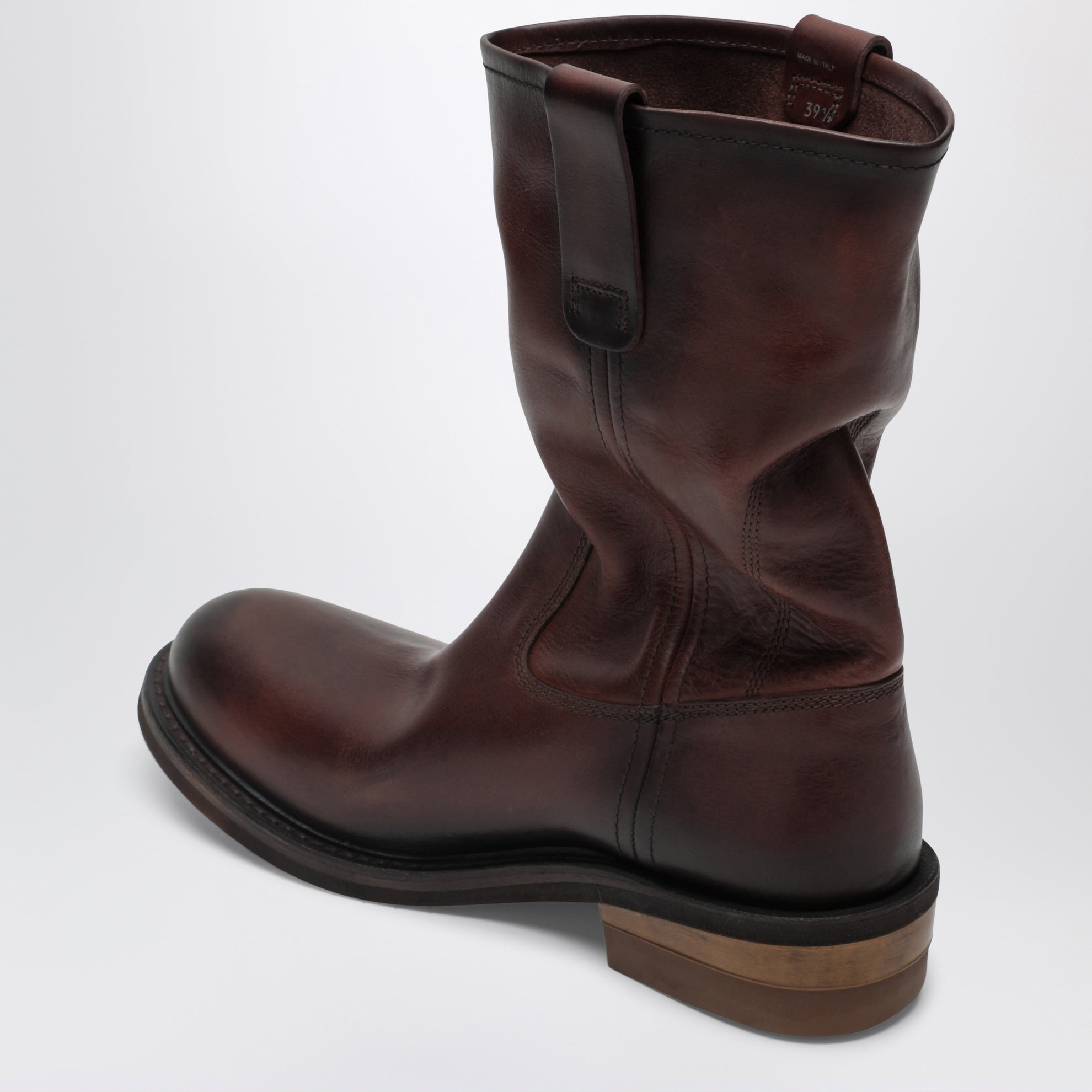 Brown Foule calfskin ankle boots