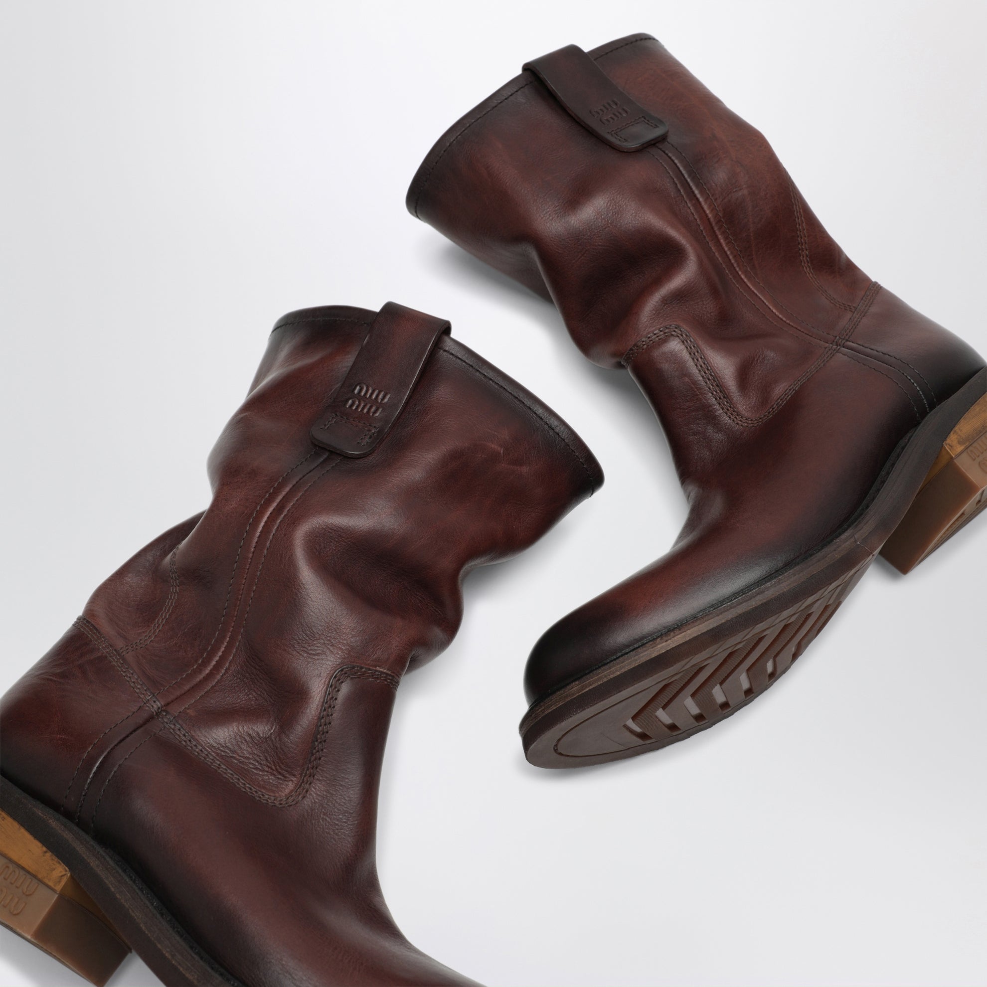 Brown Foule calfskin ankle boots