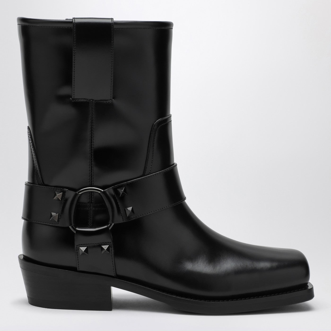 Stivale basso Biker Rockstud nero in pelle