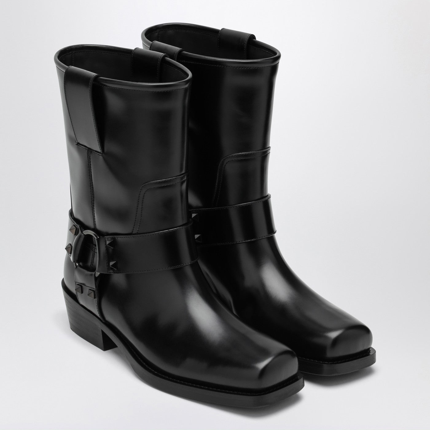Stivale basso Biker Rockstud nero in pelle