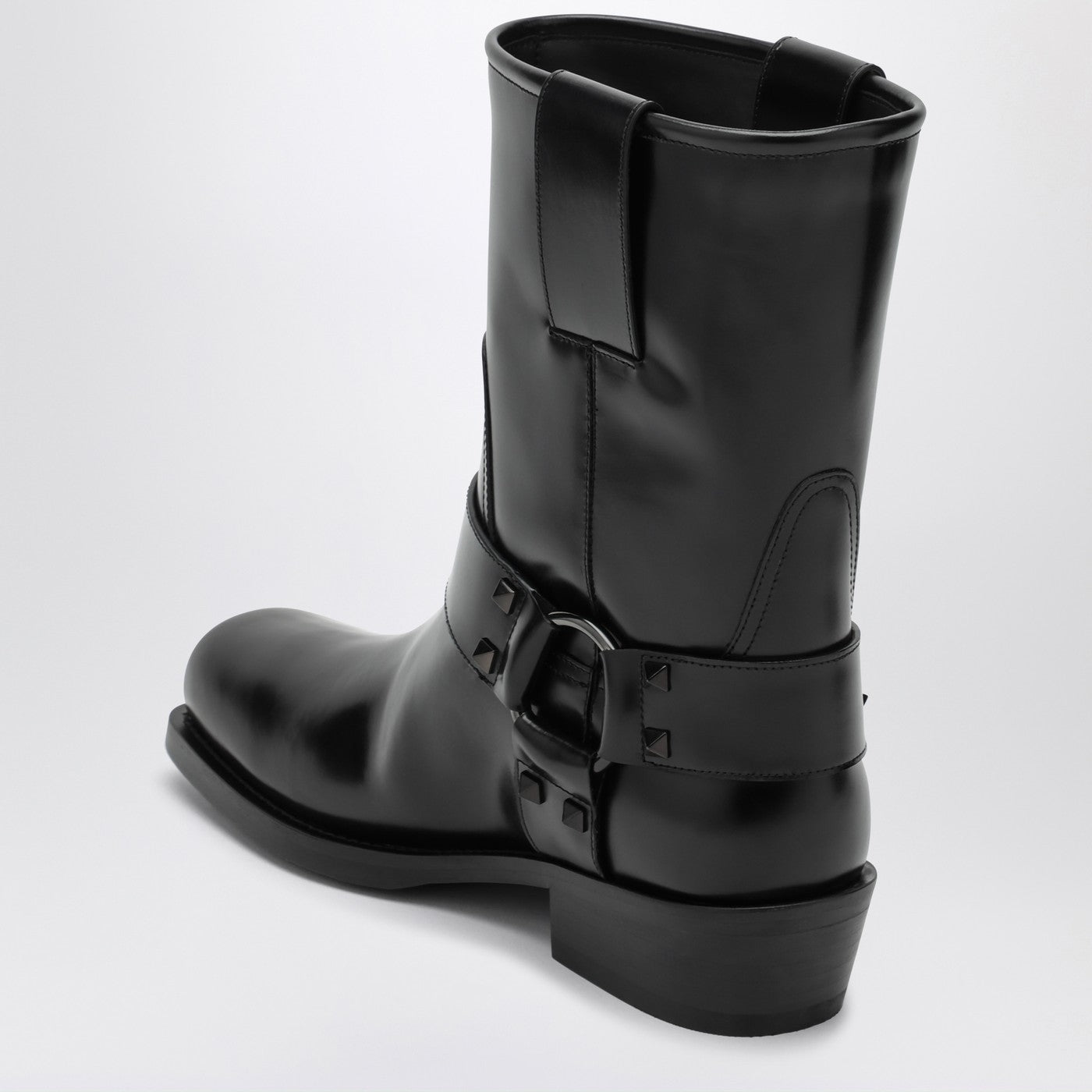 Stivale basso Biker Rockstud nero in pelle