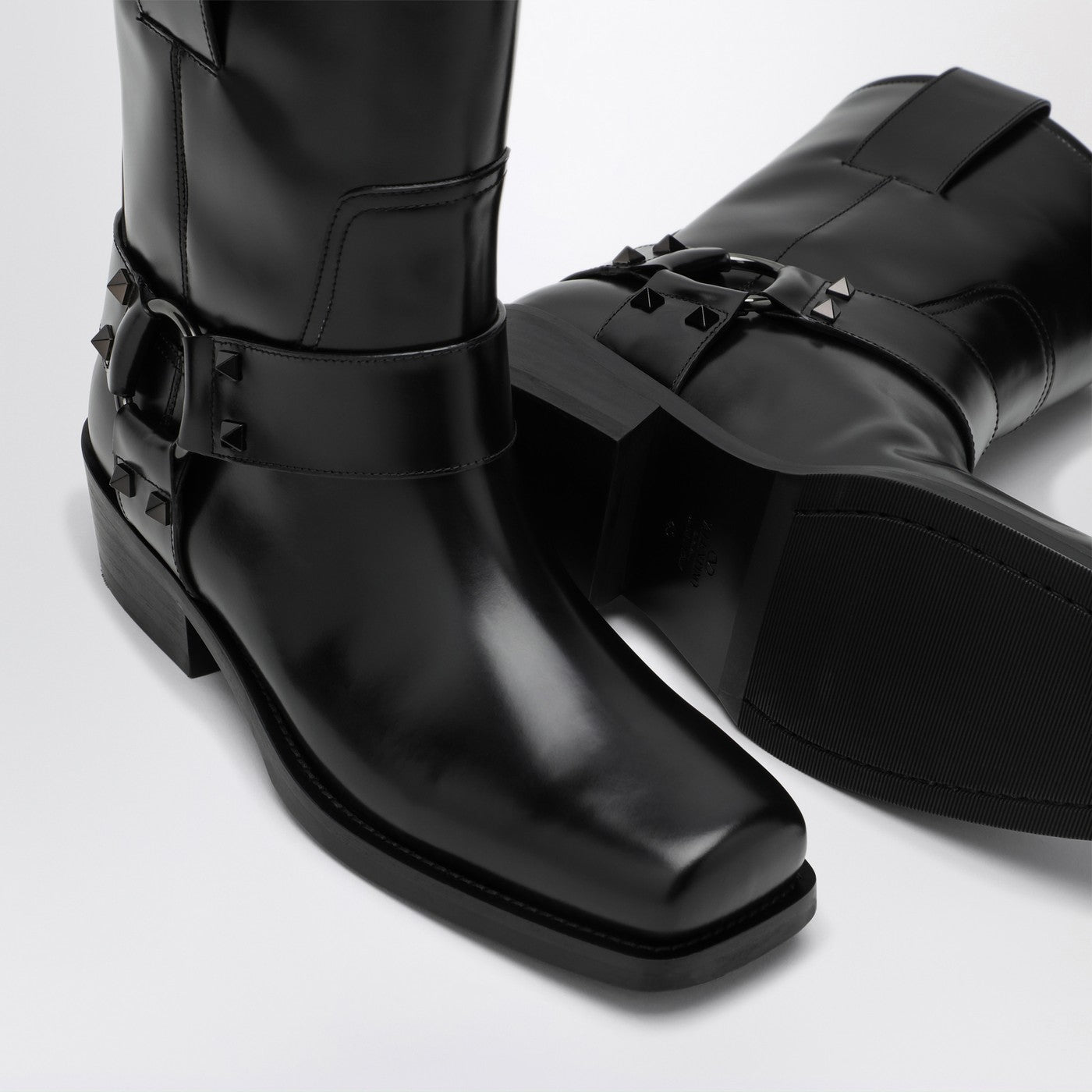 Stivale basso Biker Rockstud nero in pelle