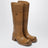 Bestickte Lederstiefel in Cuoio