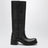 Anthracite grey leather boots with embroidery