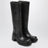 Anthracite grey leather boots with embroidery