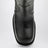 Anthracite grey leather boots with embroidery