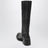 Anthracite grey leather boots with embroidery