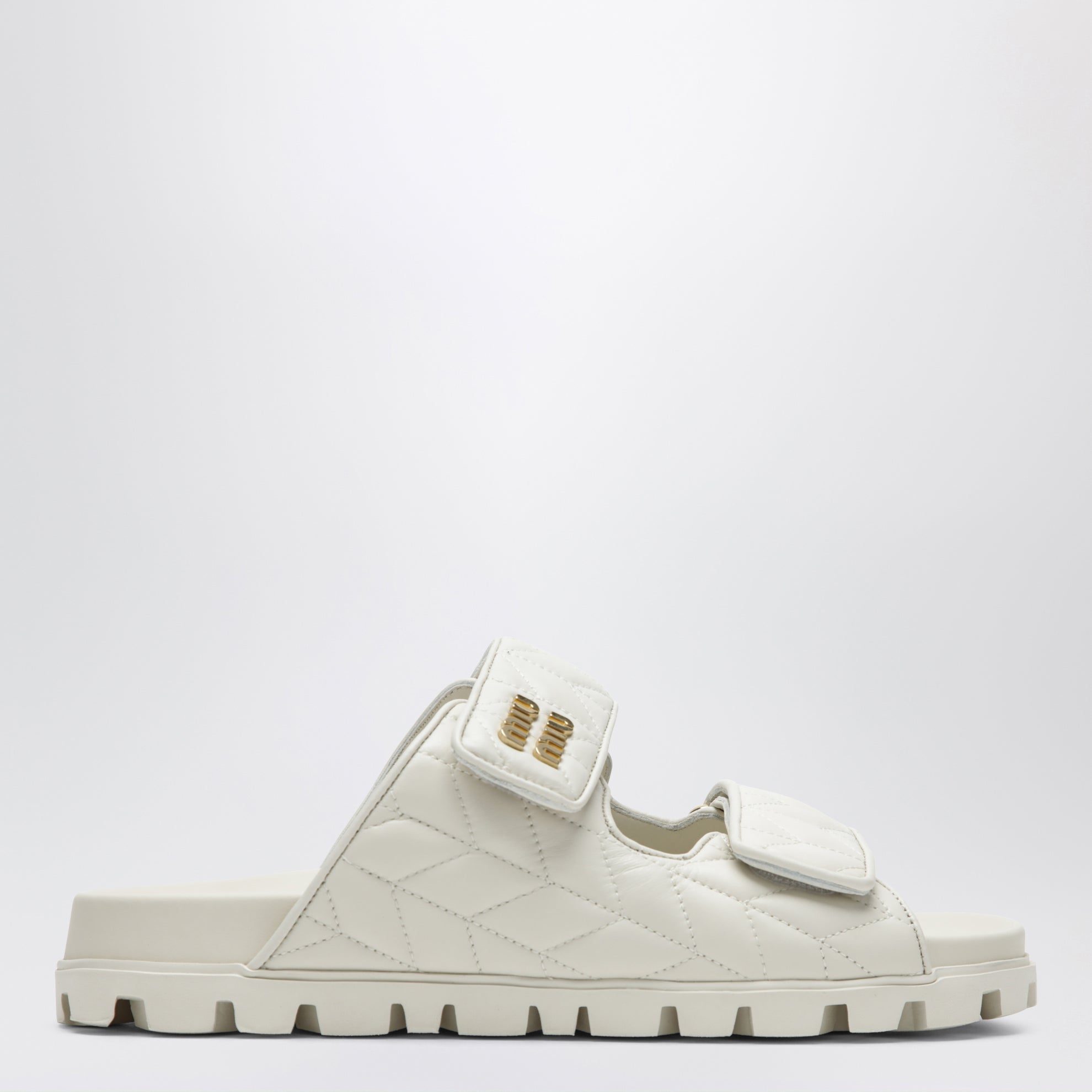Sandales en cuir nappa matelassé blanc