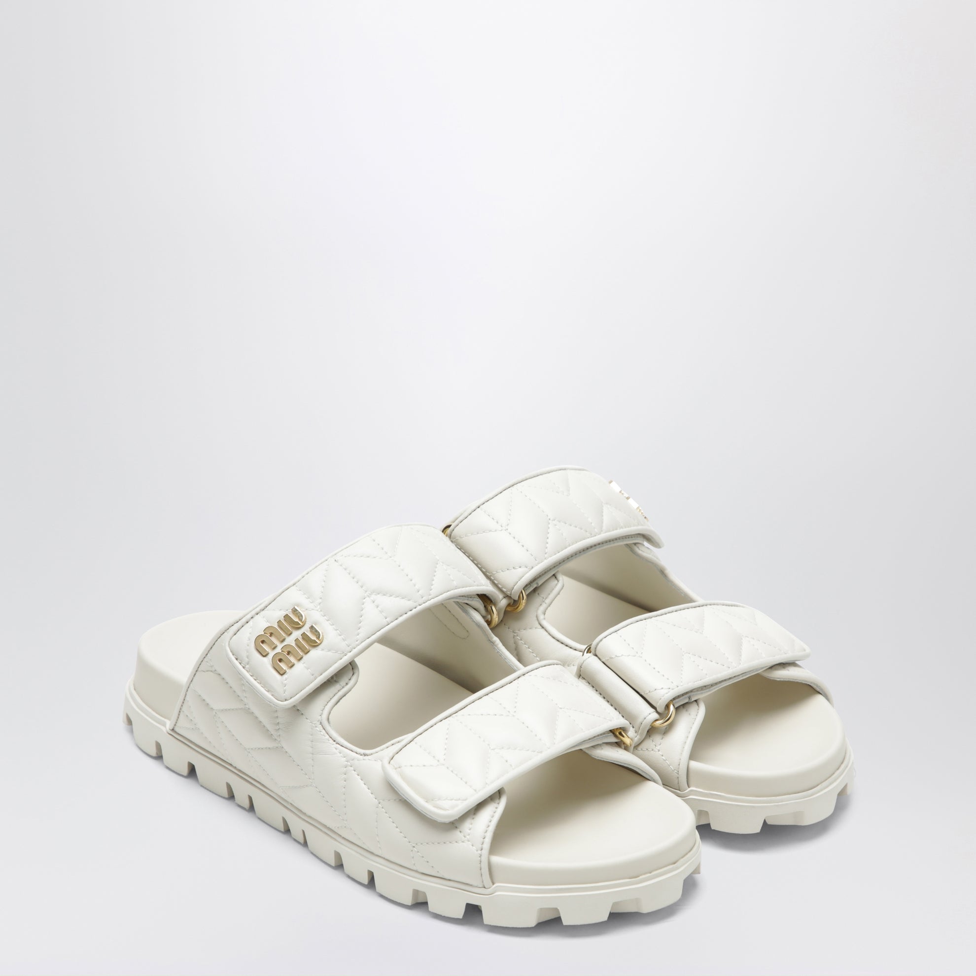 Sandales en cuir nappa matelassé blanc