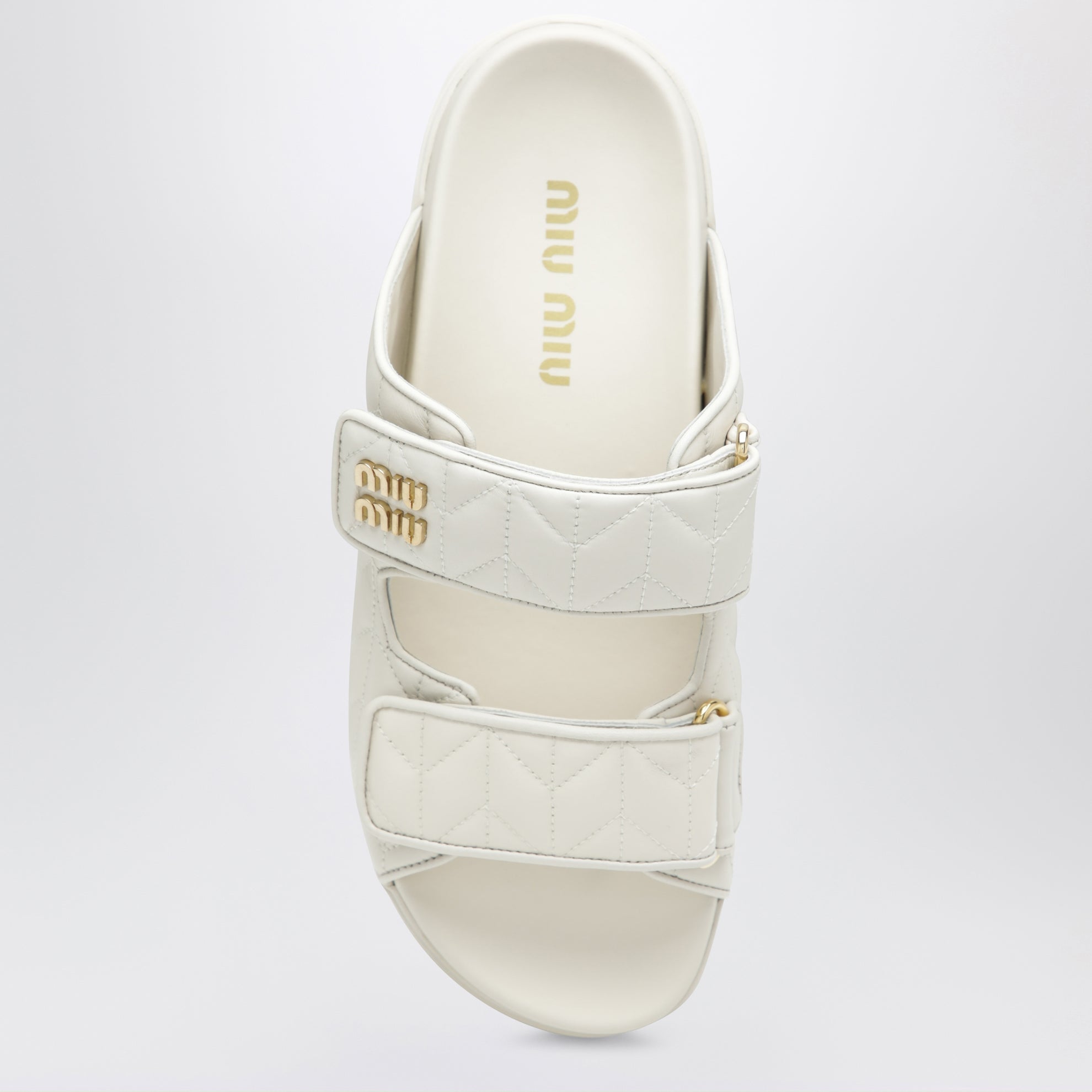 Sandales en cuir nappa matelassé blanc
