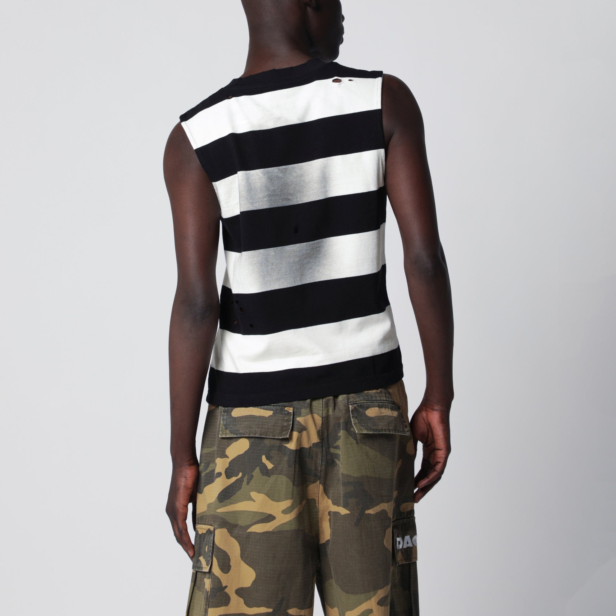 Dean black and white striped vest