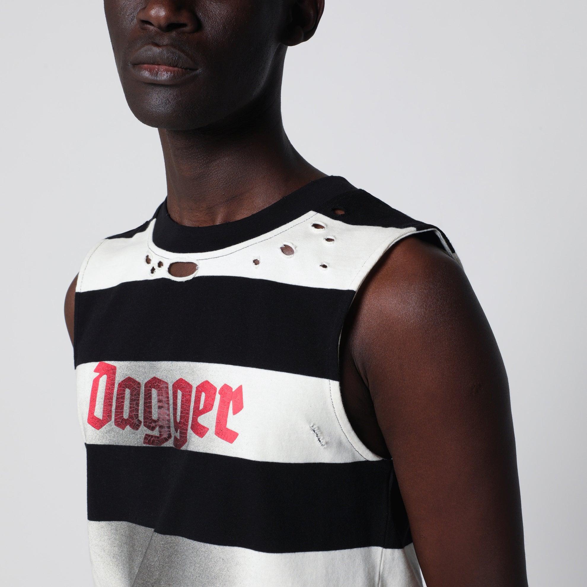 Dean black and white striped vest