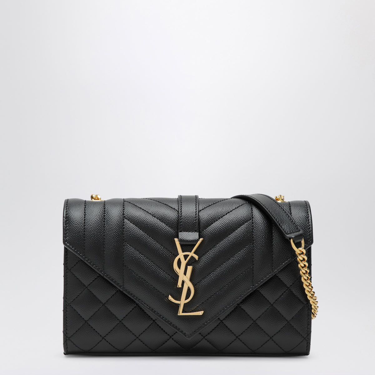 Small Envelope flap bag in quilted leather, black