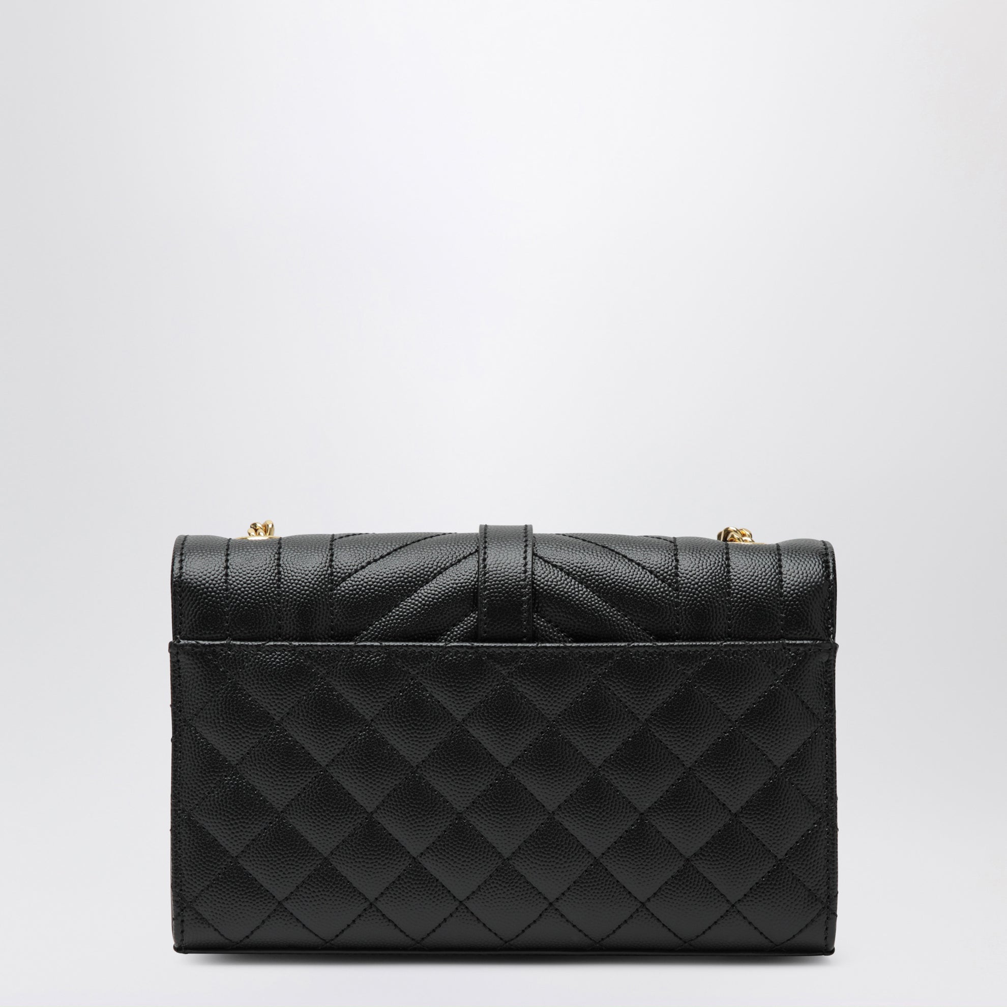 Small Envelope flap bag in quilted leather, black