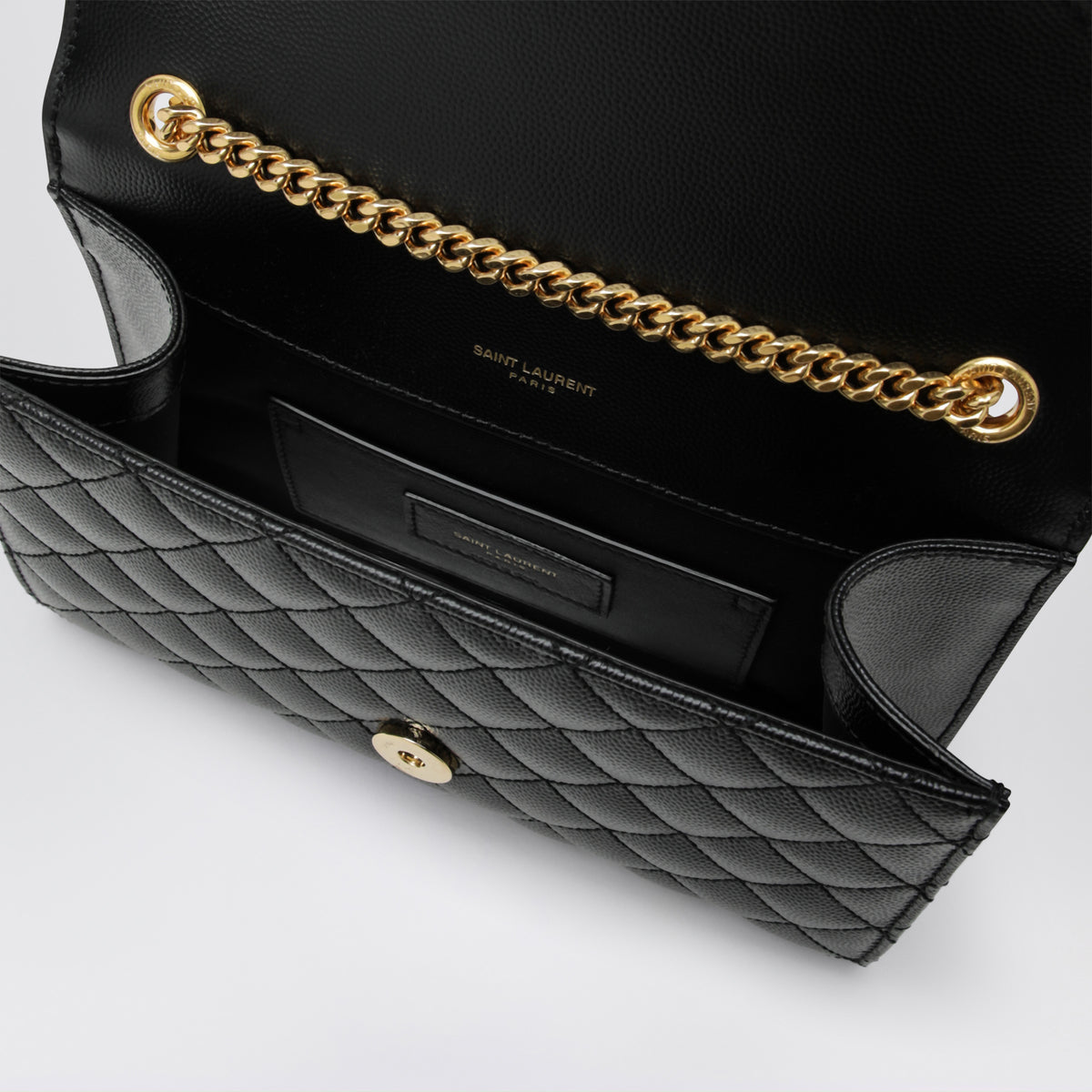 Small Envelope flap bag in quilted leather, black