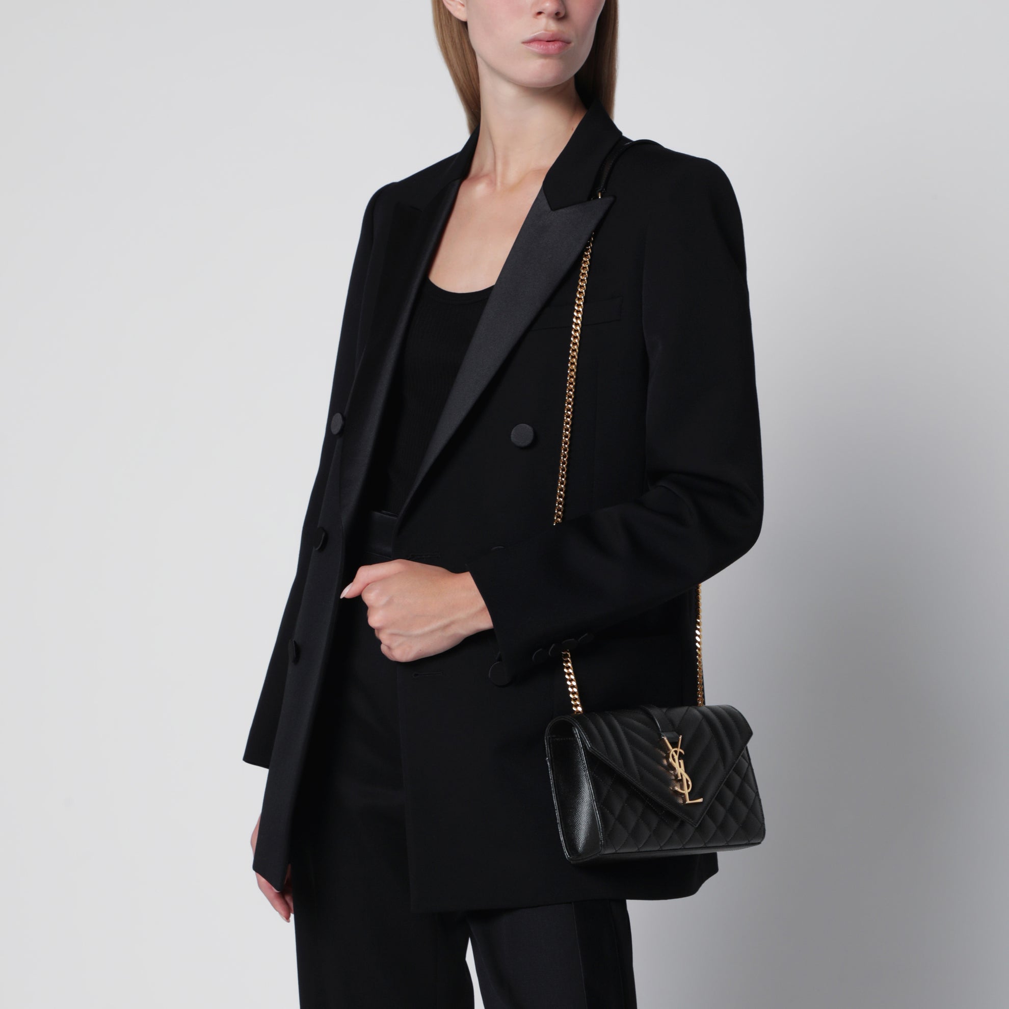 Borsa a tracolla Envelope Small in pelle nera