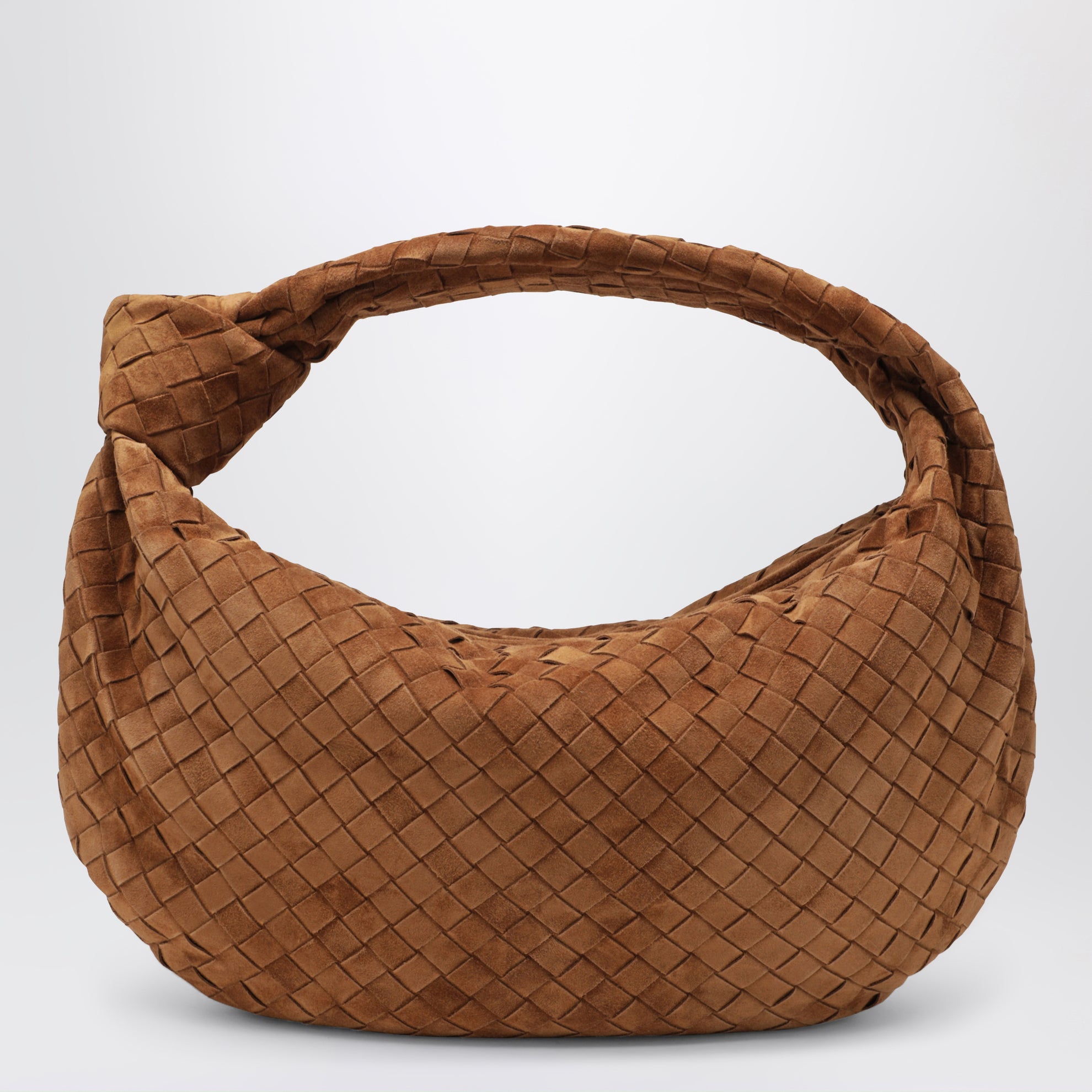 Sac Jodie en daim Intrecciato couleur ambre