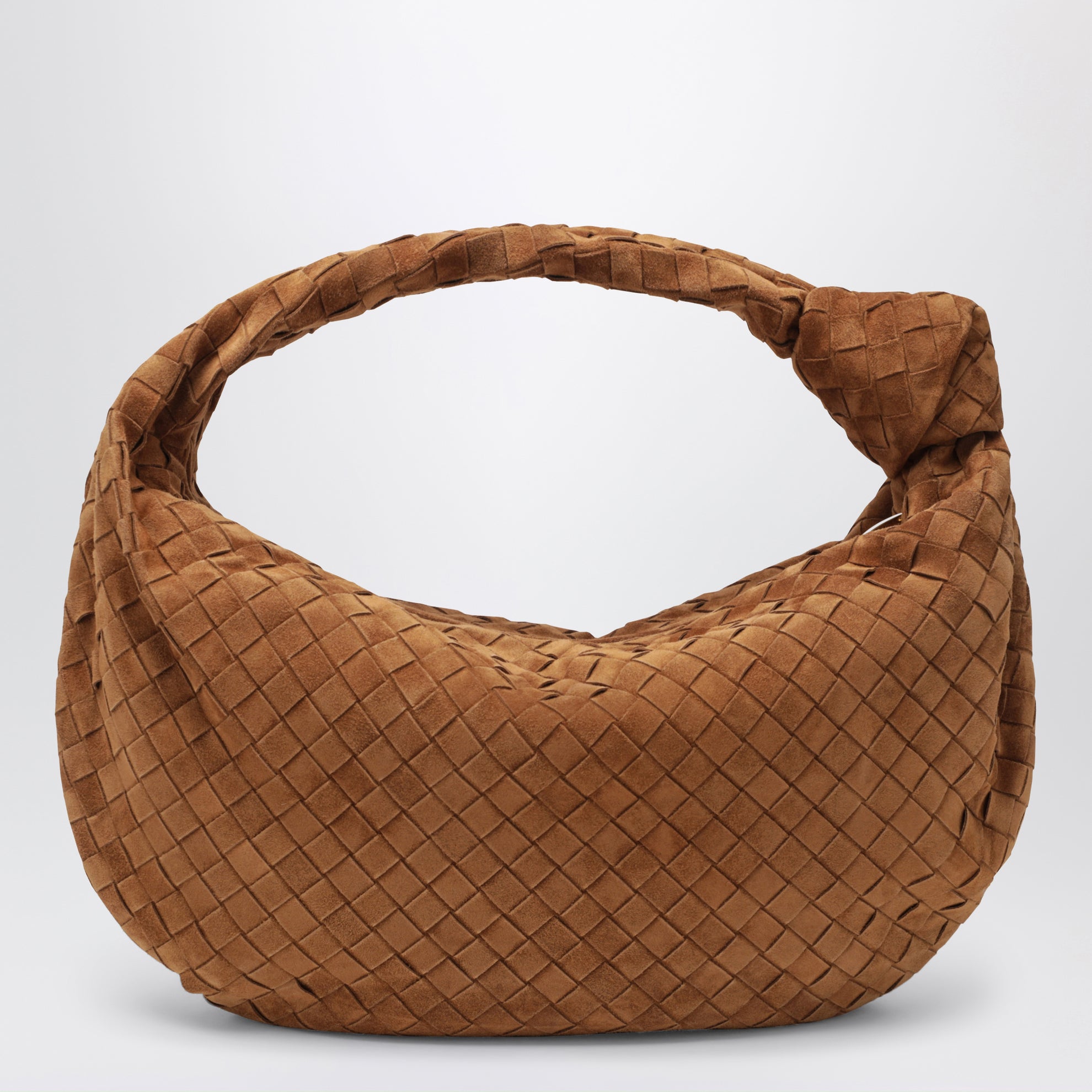 Sac Jodie en daim Intrecciato couleur ambre