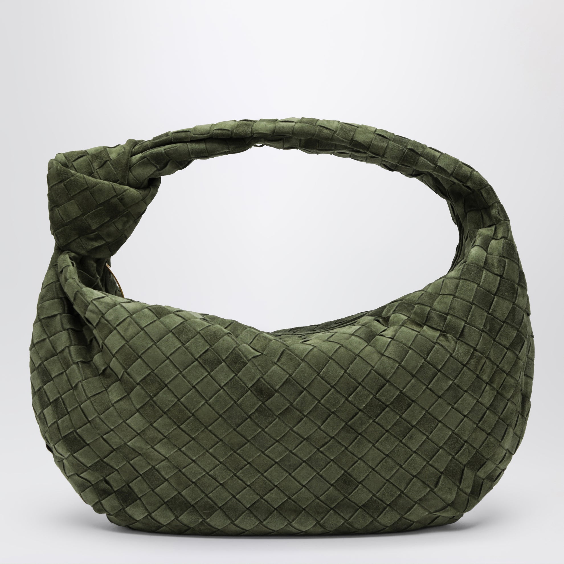 Borsa Jodie in suede Intrecciato verde scuro
