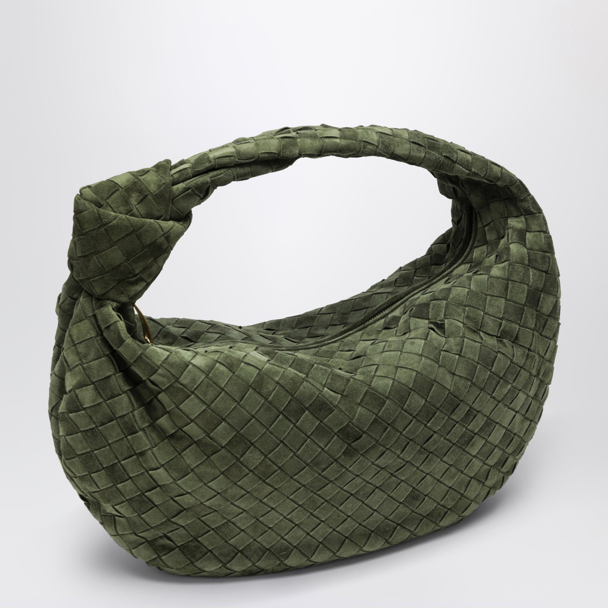Borsa Jodie in suede Intrecciato verde scuro
