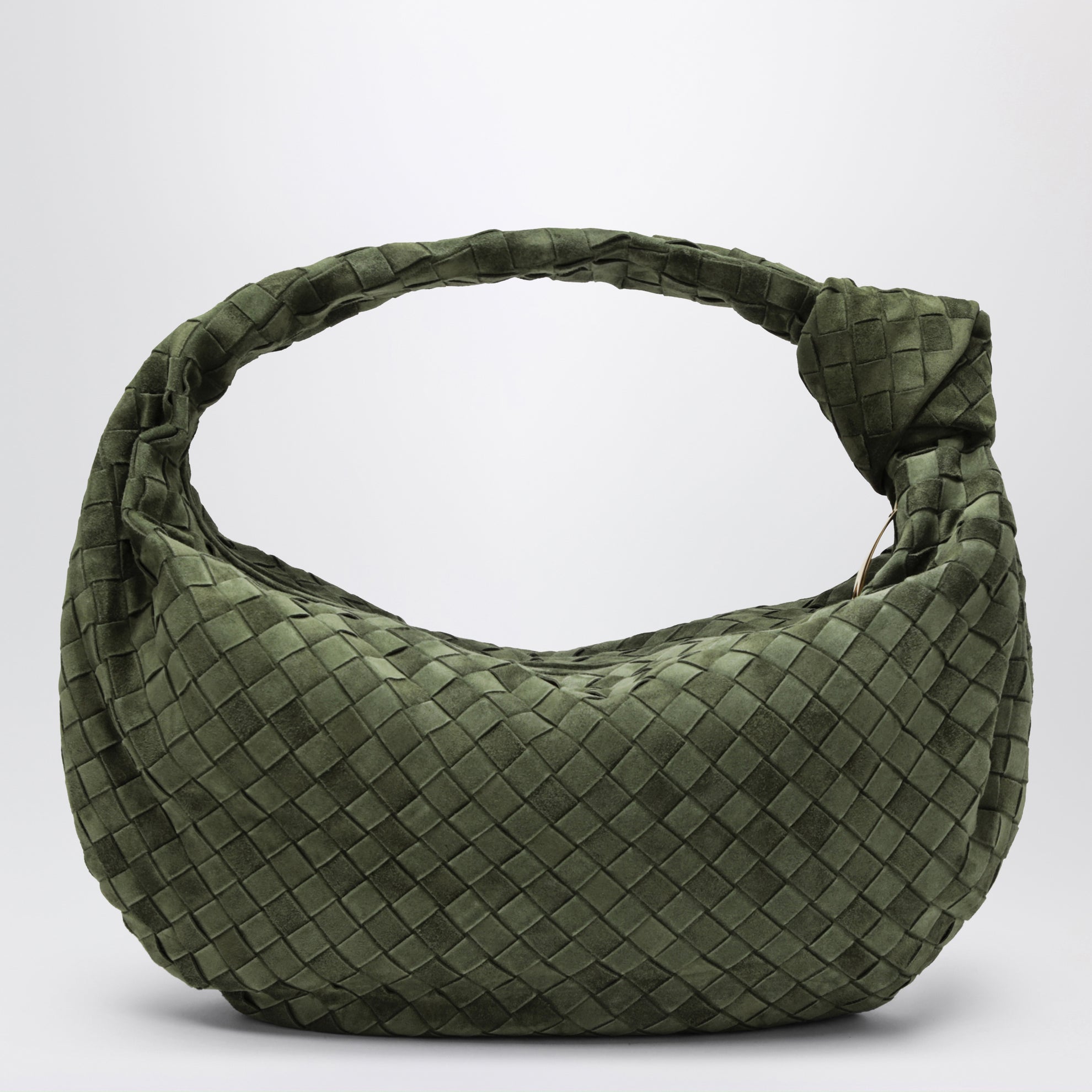 Borsa Jodie in suede Intrecciato verde scuro
