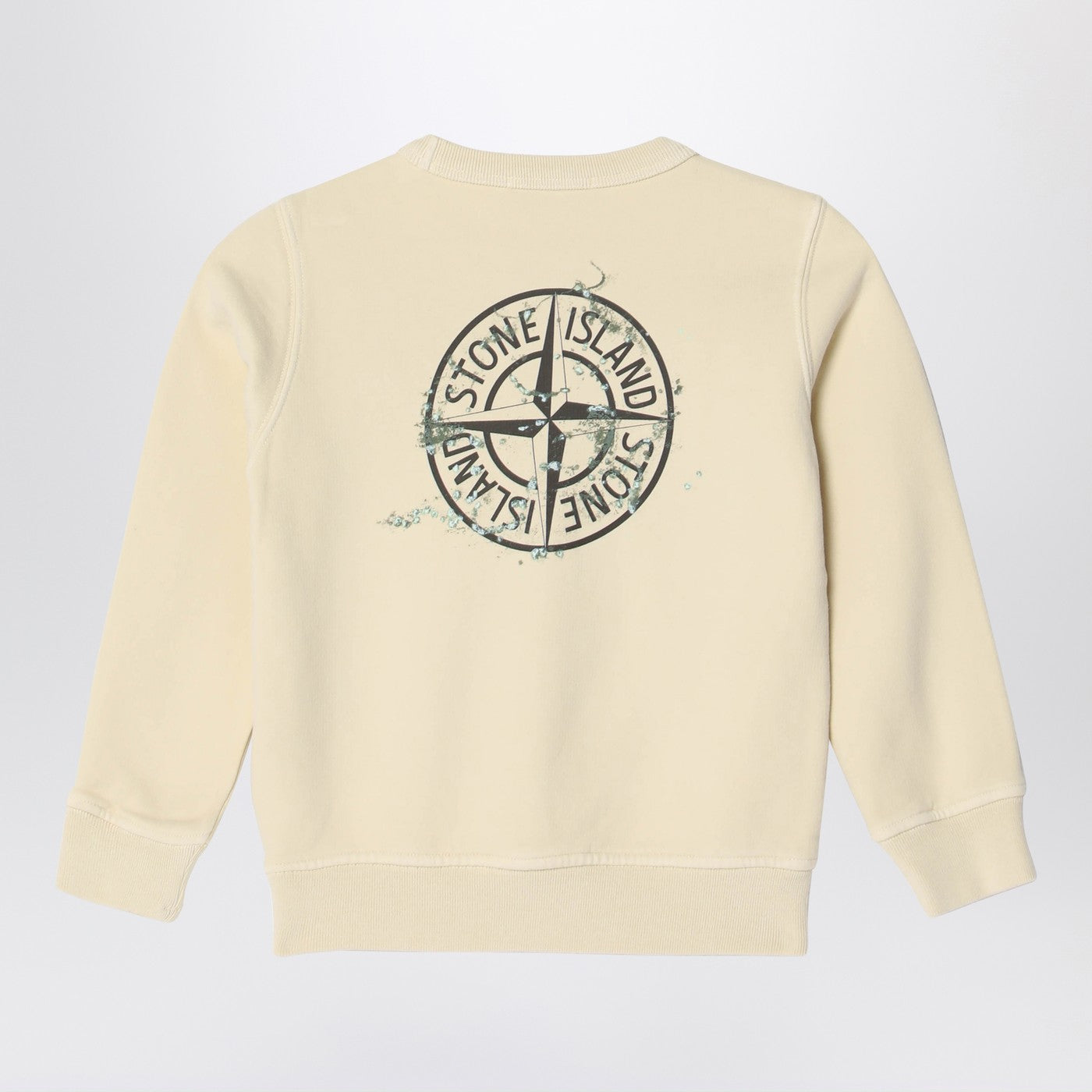 Ivory cotton crewneck sweatshirt with logo