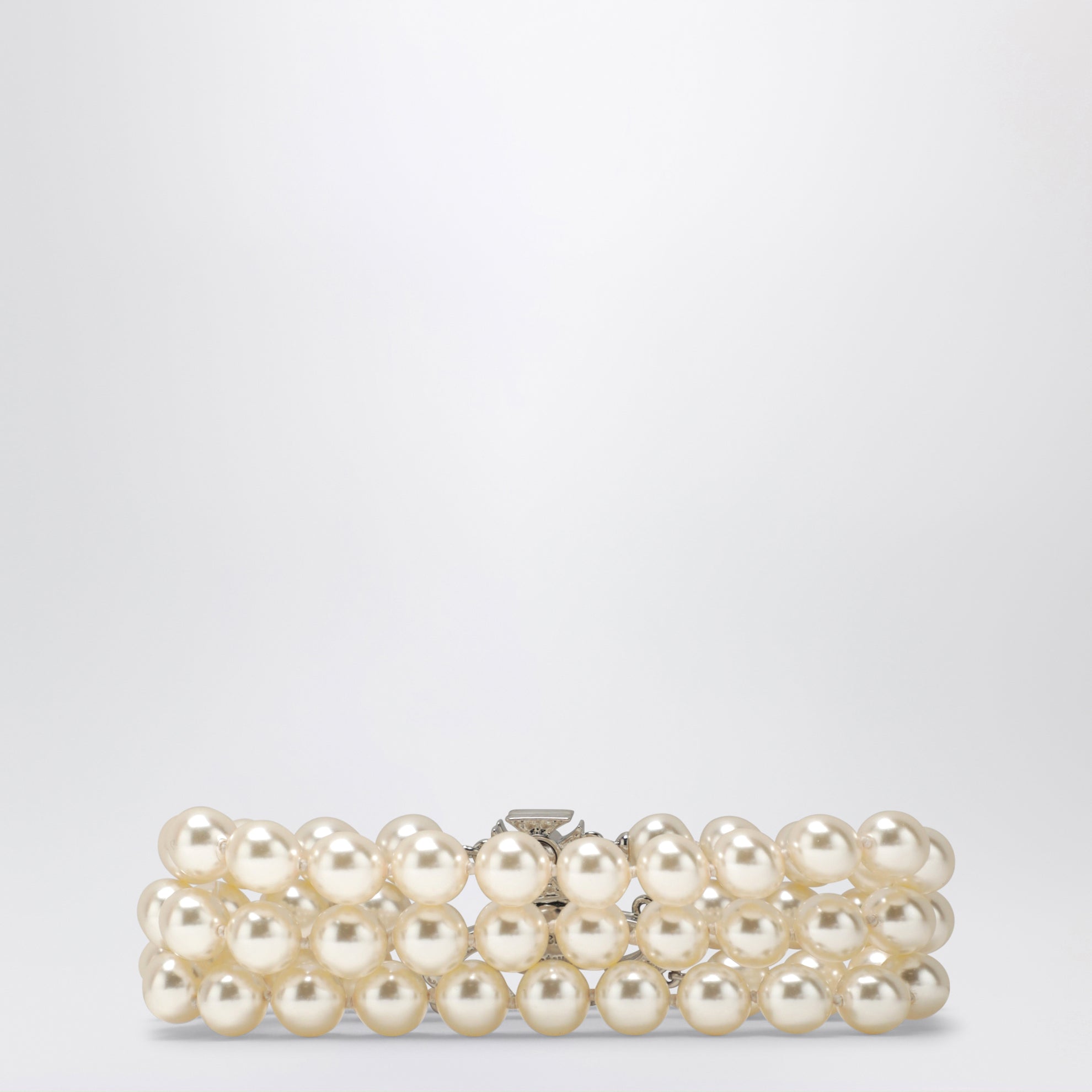 Bracciale Orb platino a tre giri con perle