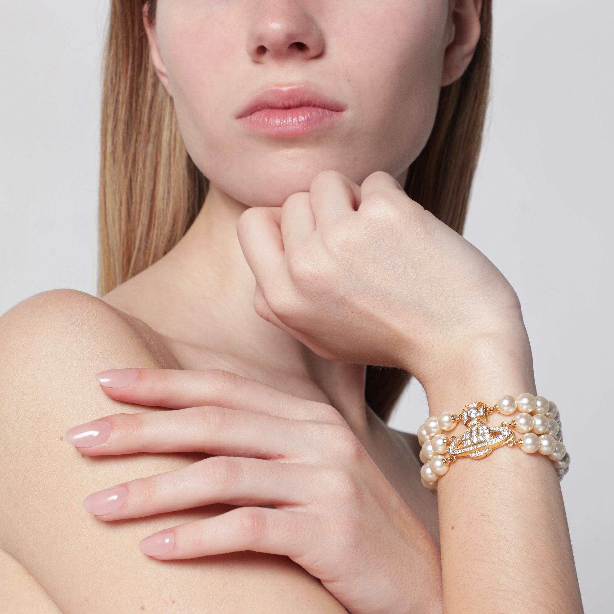 Bracciale Orb oro a tre giri con perle