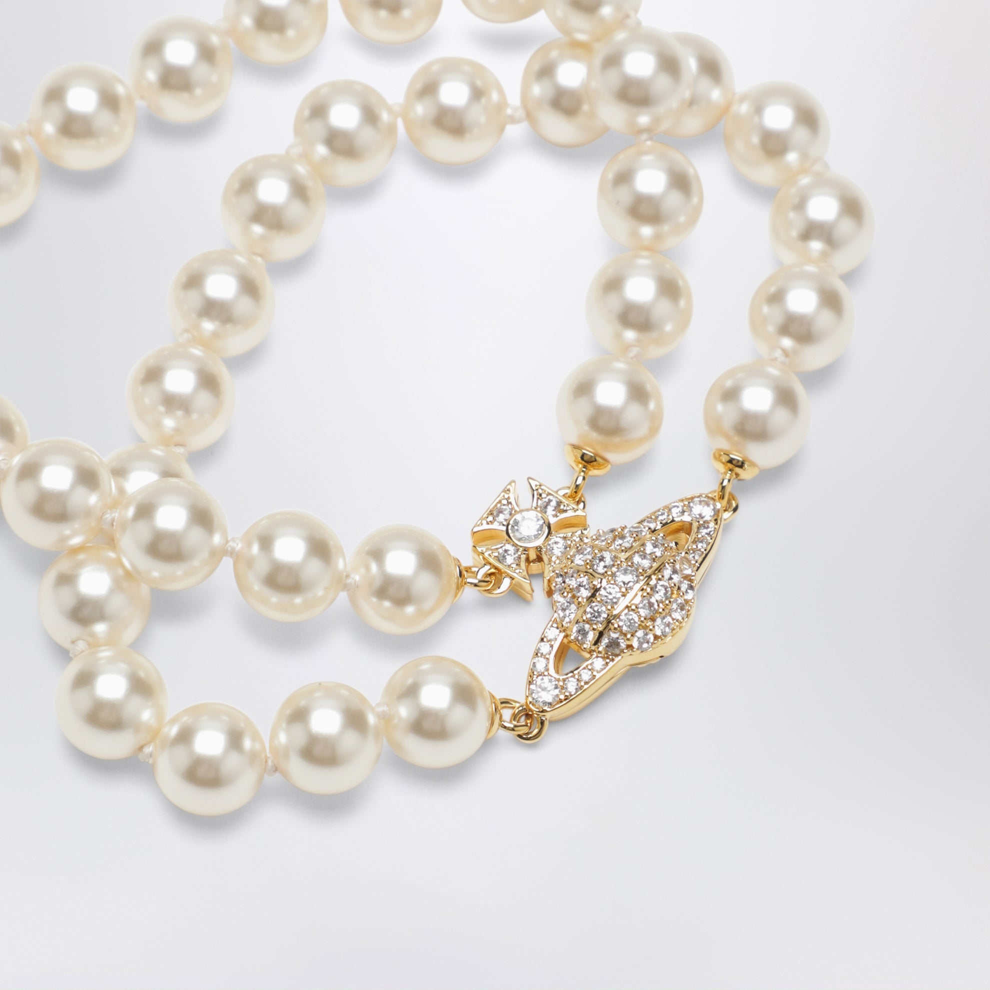 Bracciale Orb oro a due giri con perle