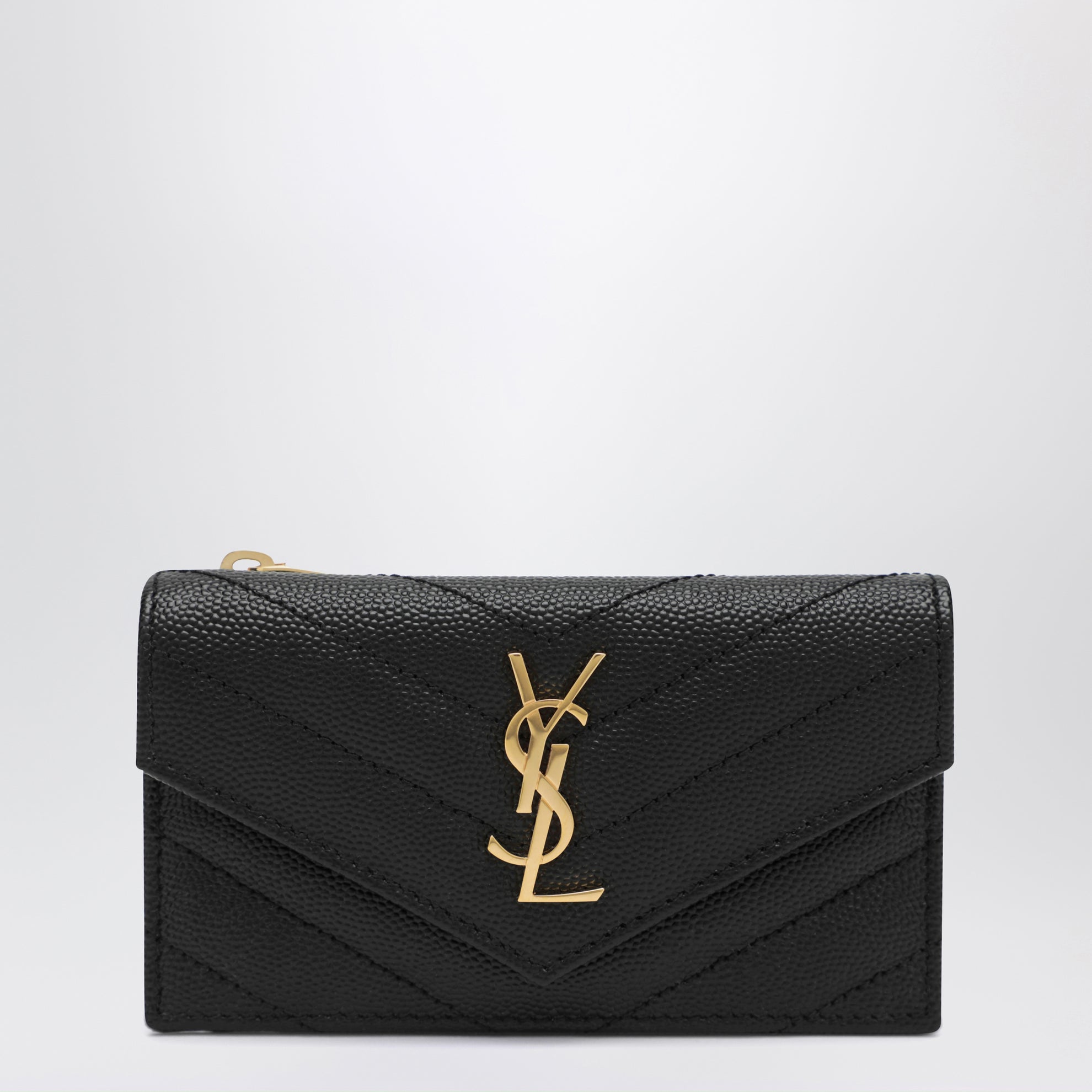 Black Cassandre Matelassé Flap Card Holder