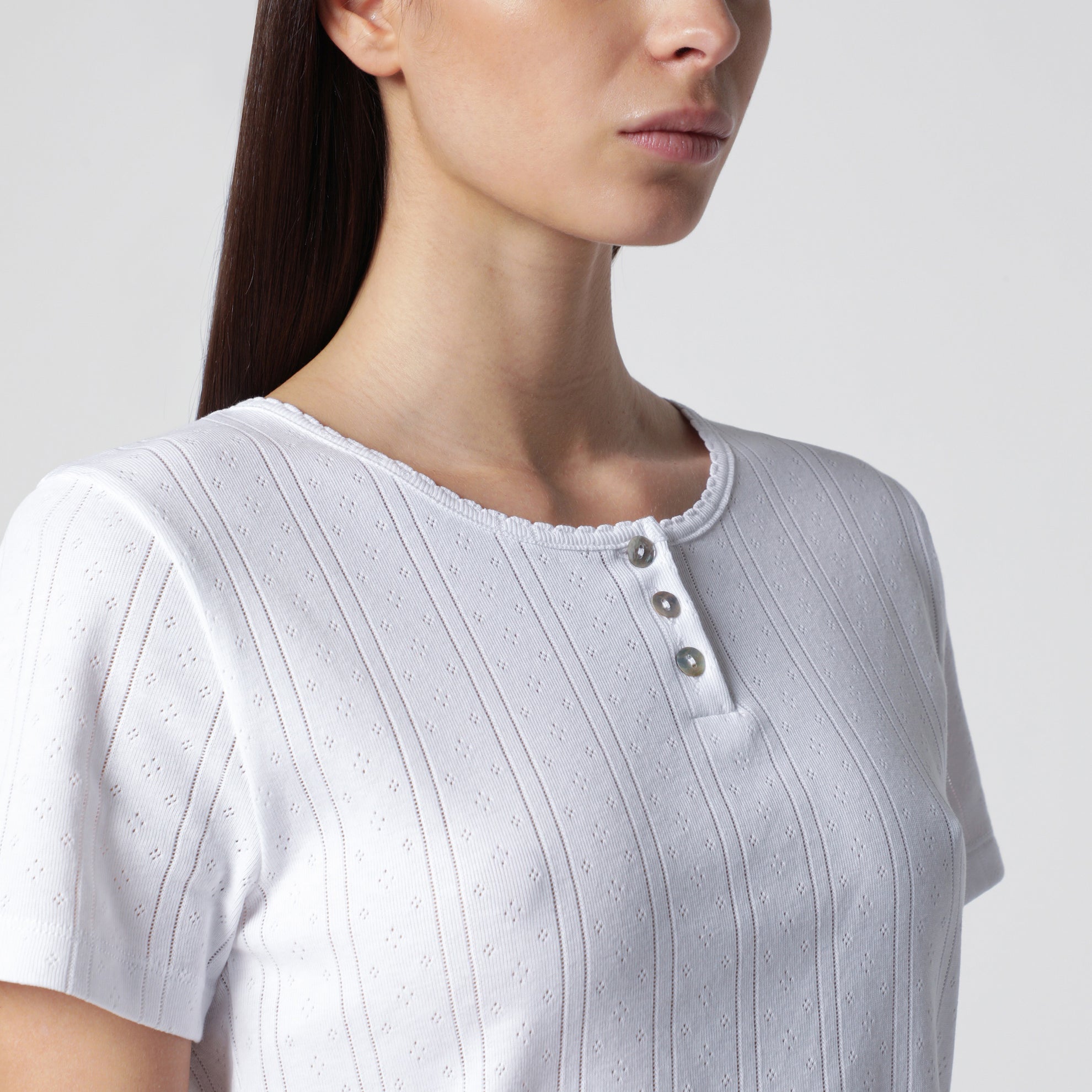 Weißes Cropped-Baumwoll-T-Shirt
