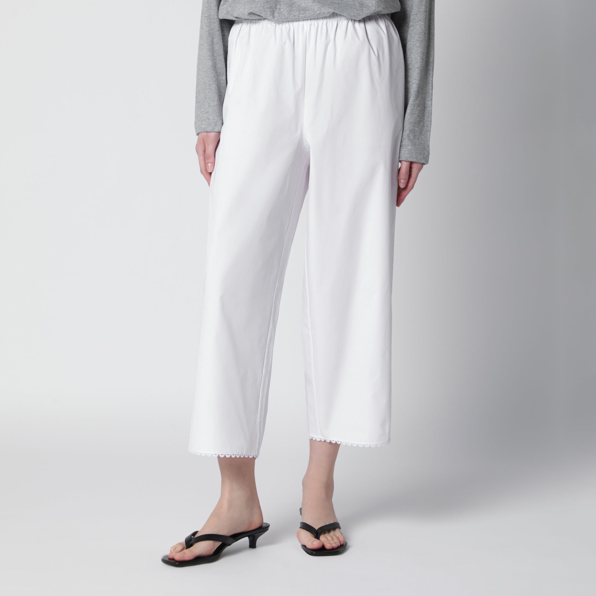 Weiße Cropped-Hose aus Baumwolle