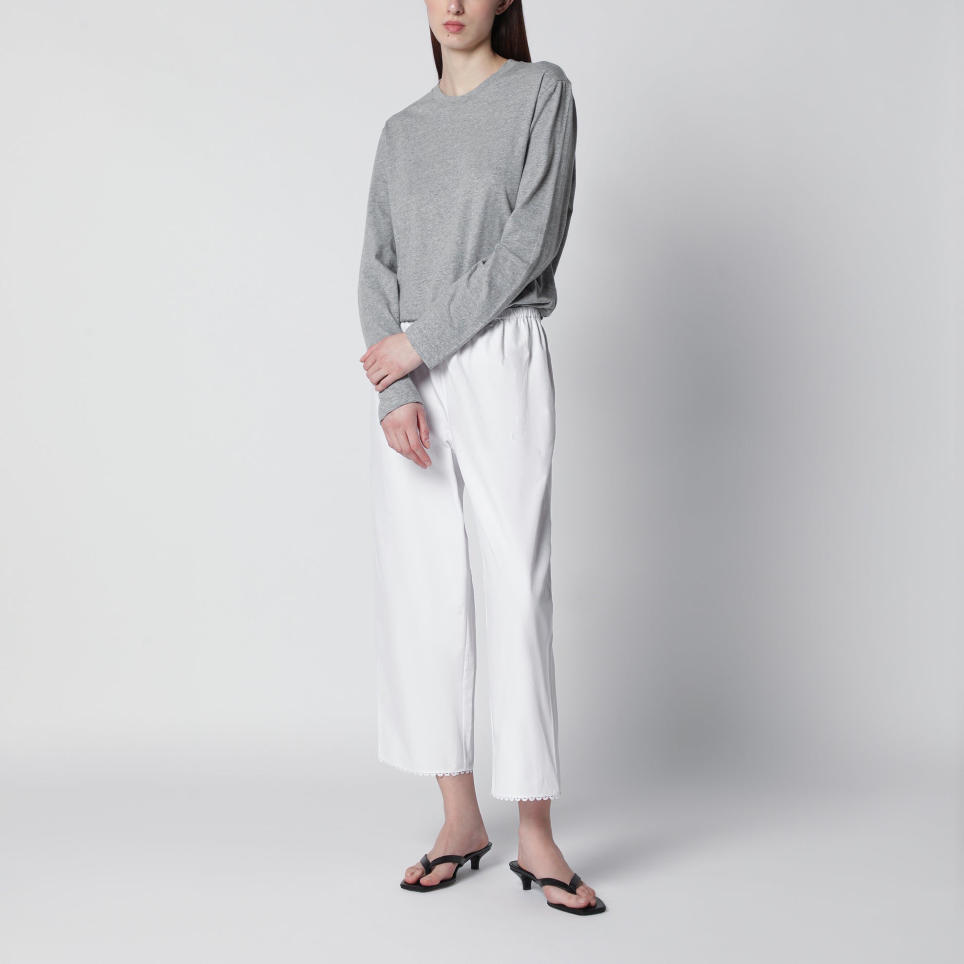 Weiße Cropped-Hose aus Baumwolle