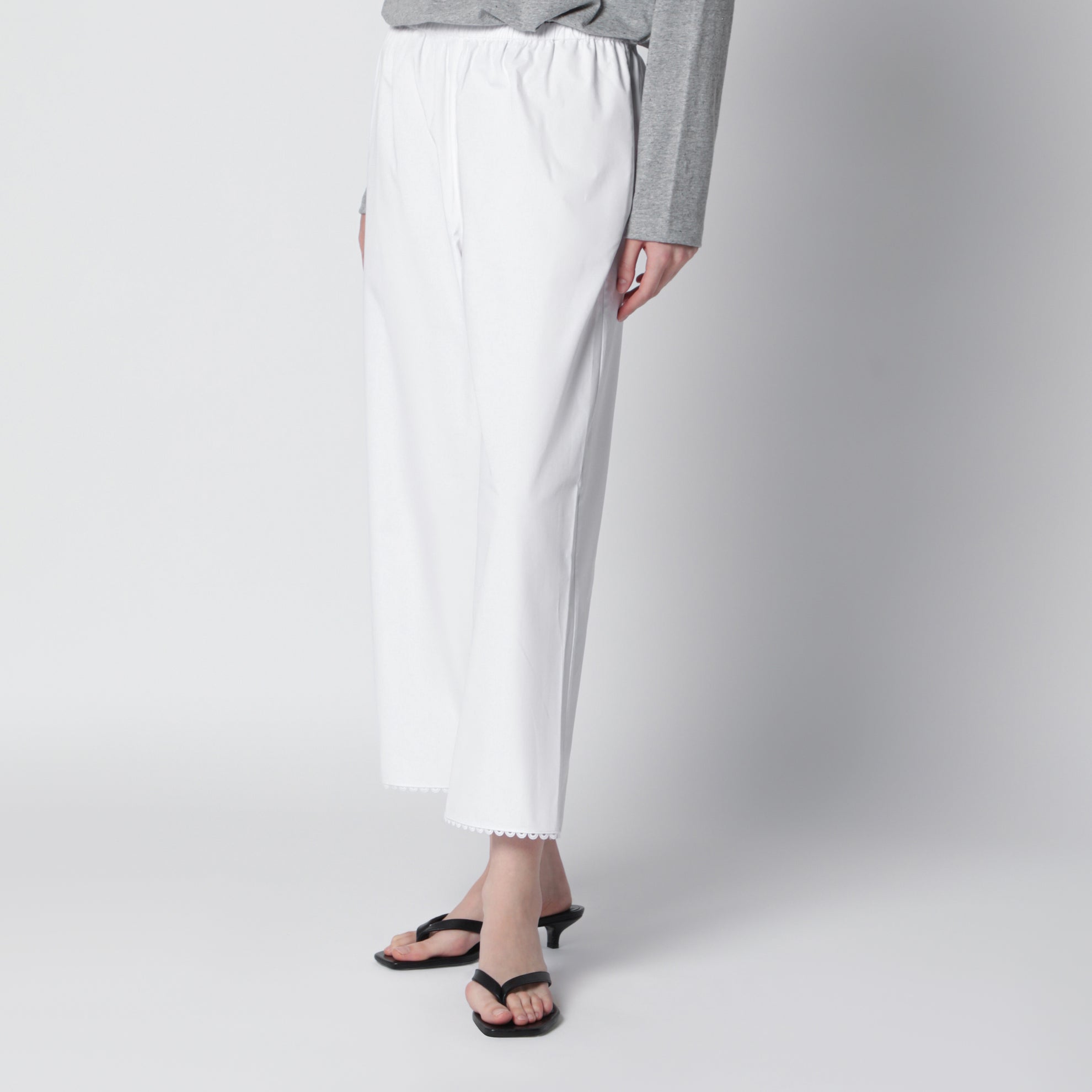 Weiße Cropped-Hose aus Baumwolle