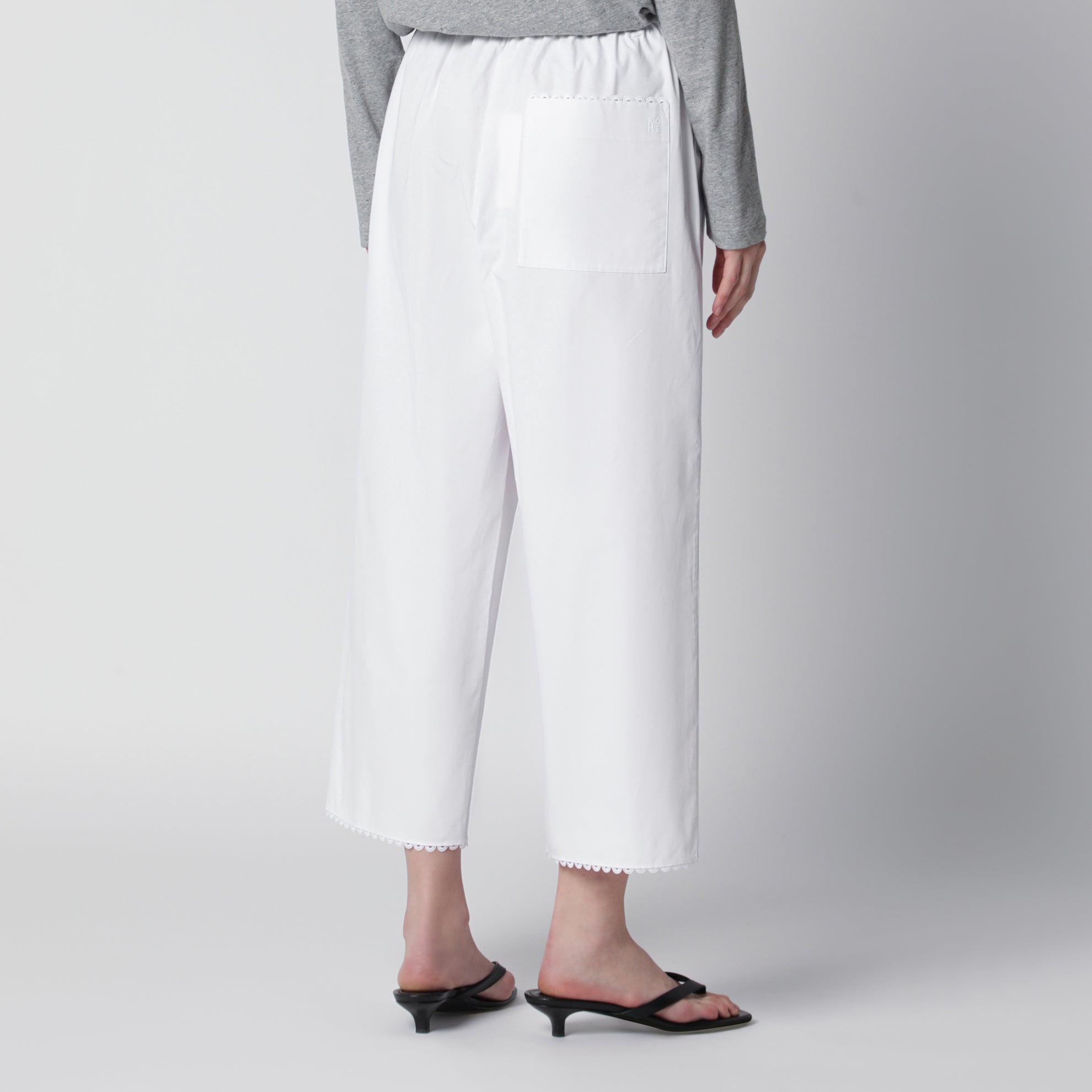 Weiße Cropped-Hose aus Baumwolle