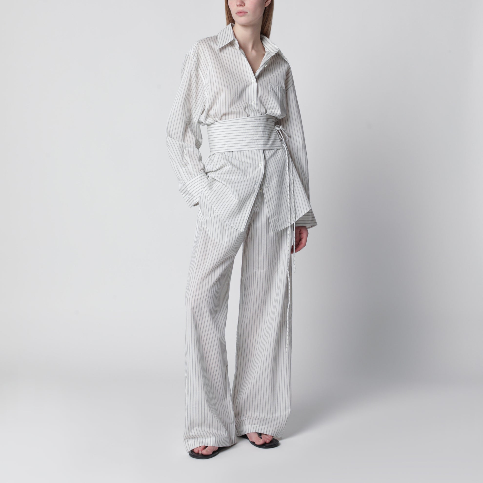 Silk striped pajama trousers