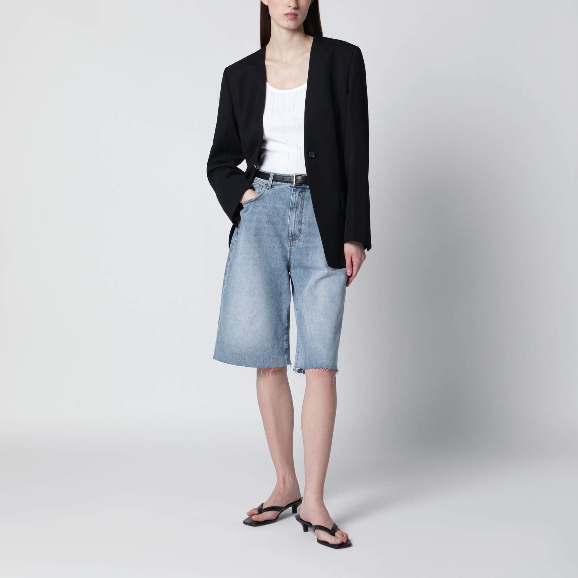 Classic blue denim bermuda shorts