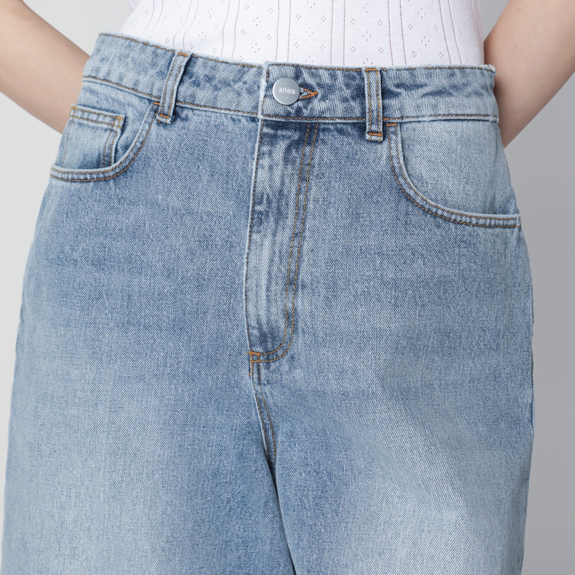 Classic blue denim bermuda shorts