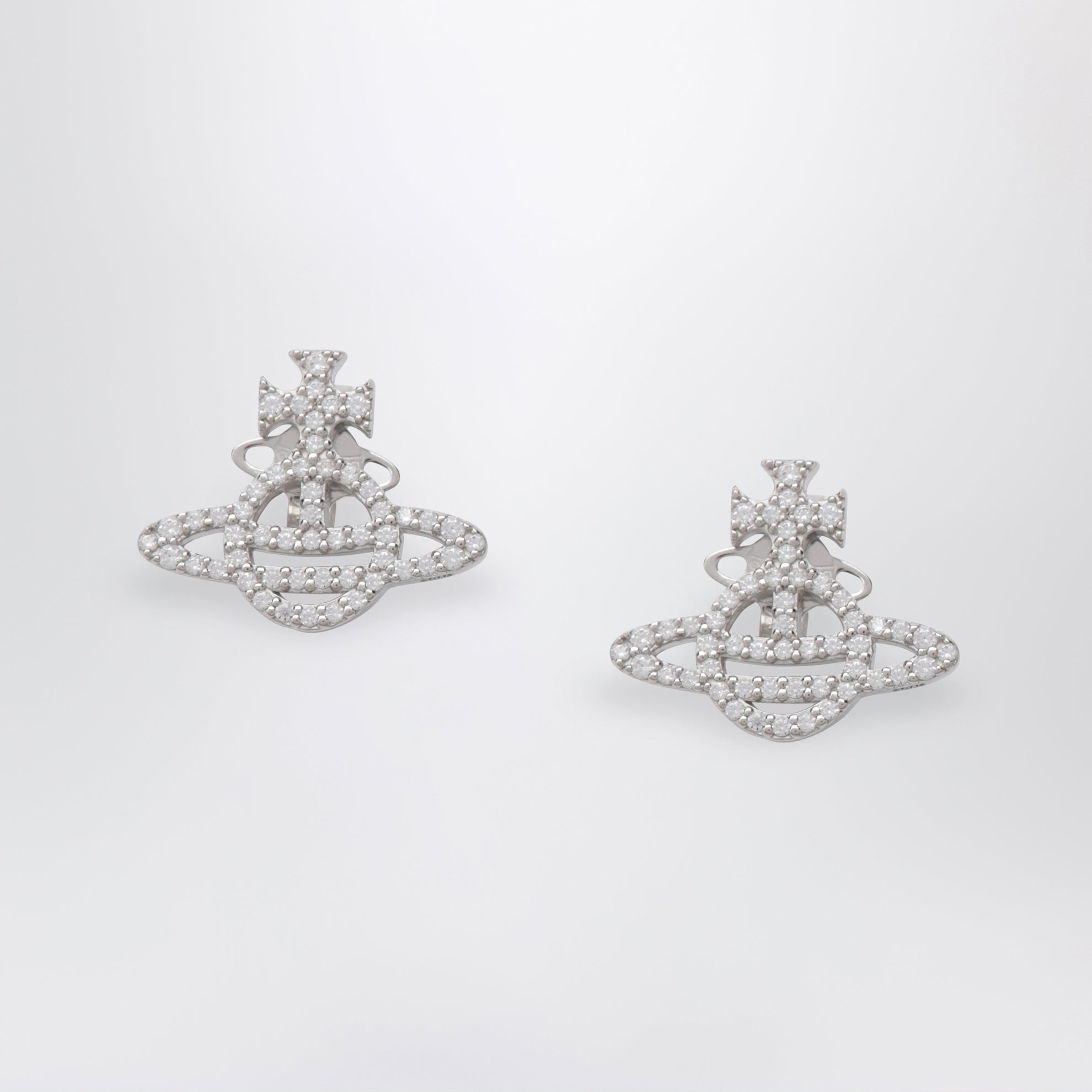 Orecchini Orb in metallo platino con cristalli