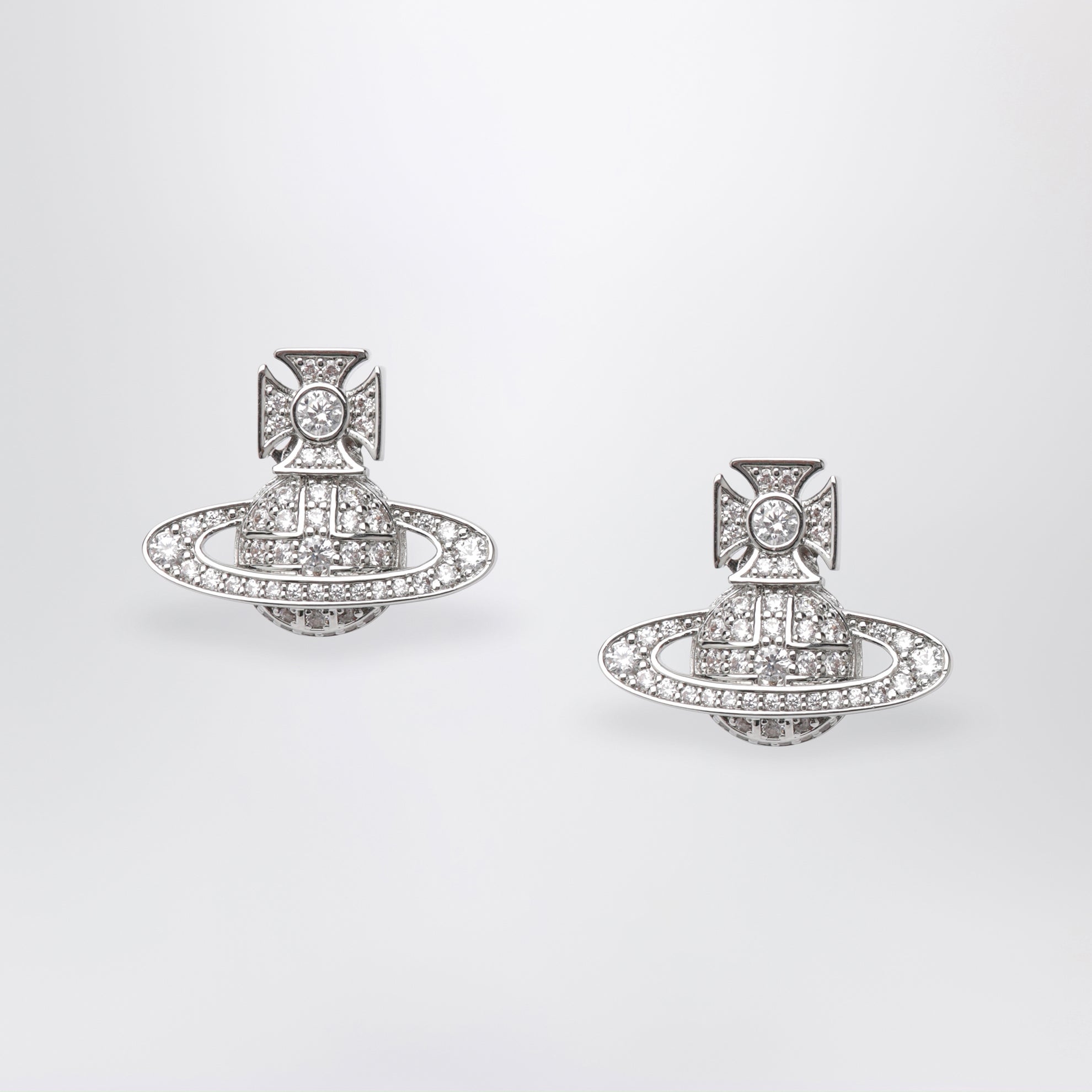Orecchini Orb in metallo platino con cristalli