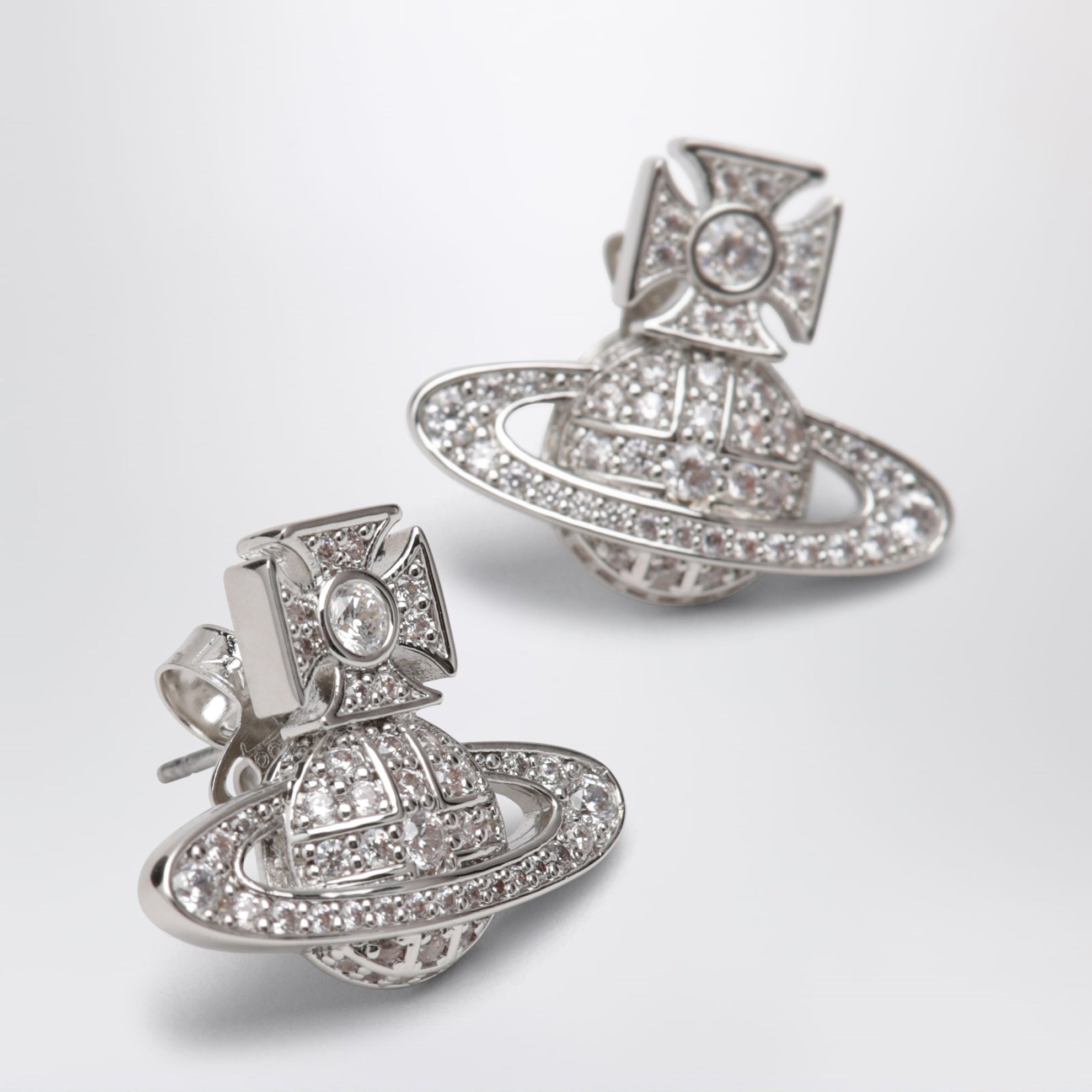 Orecchini Orb in metallo platino con cristalli