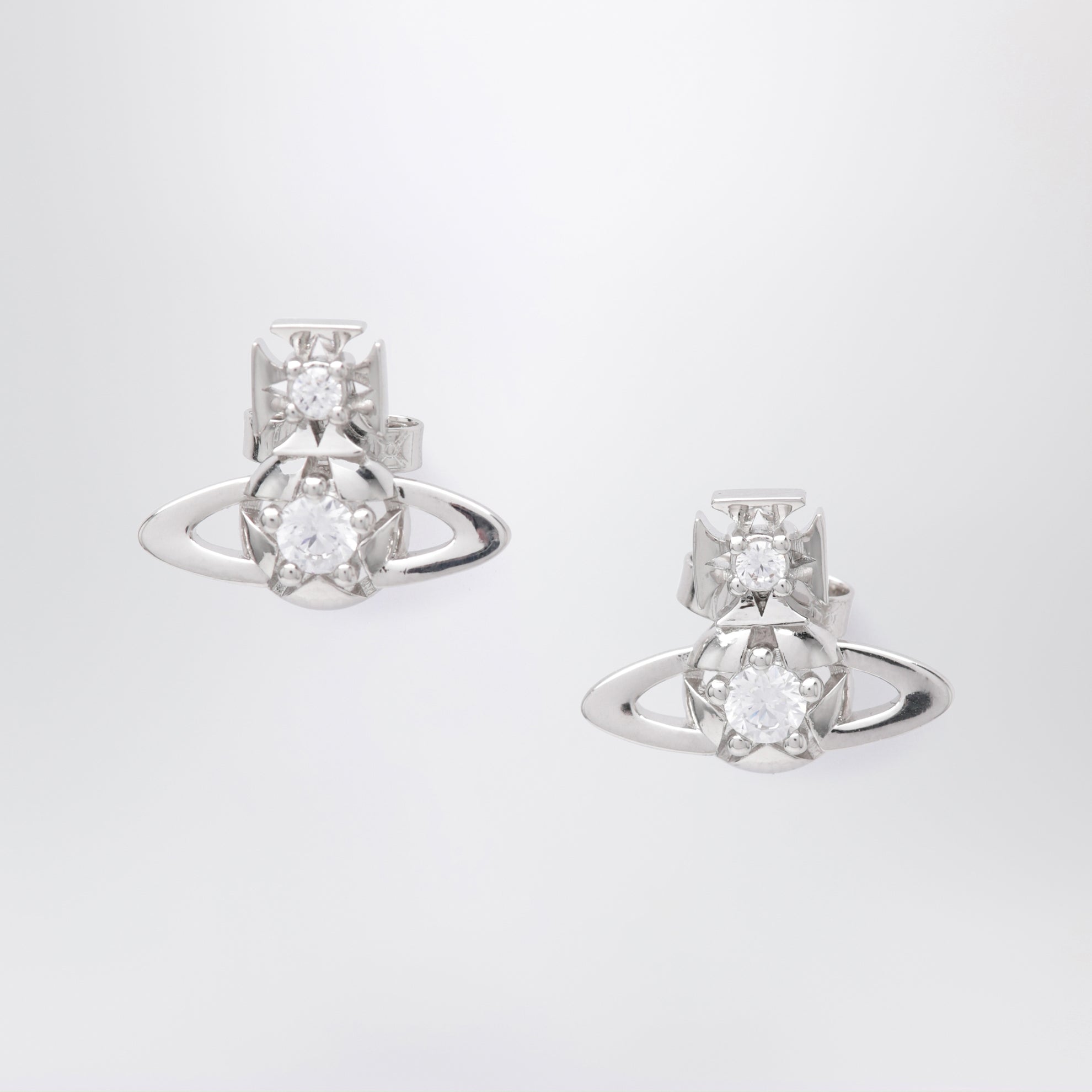 Platinum Orb earrings with crystals