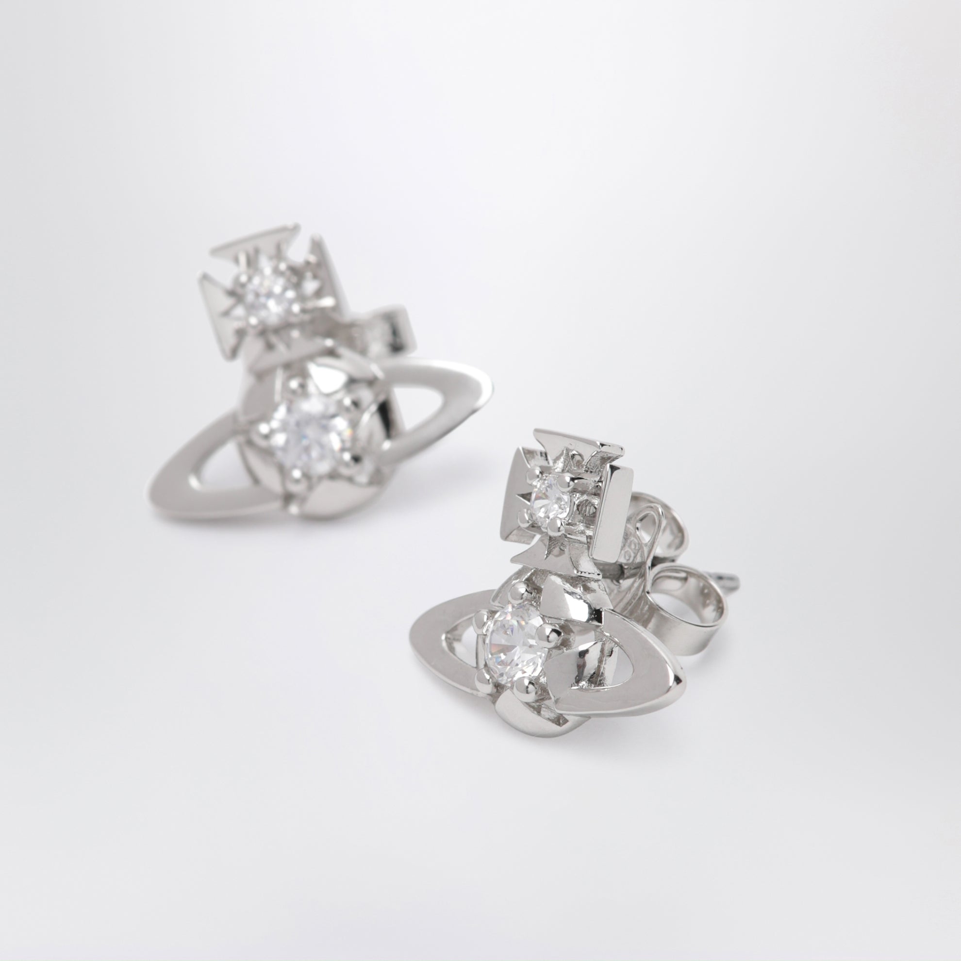 Platinum Orb earrings with crystals