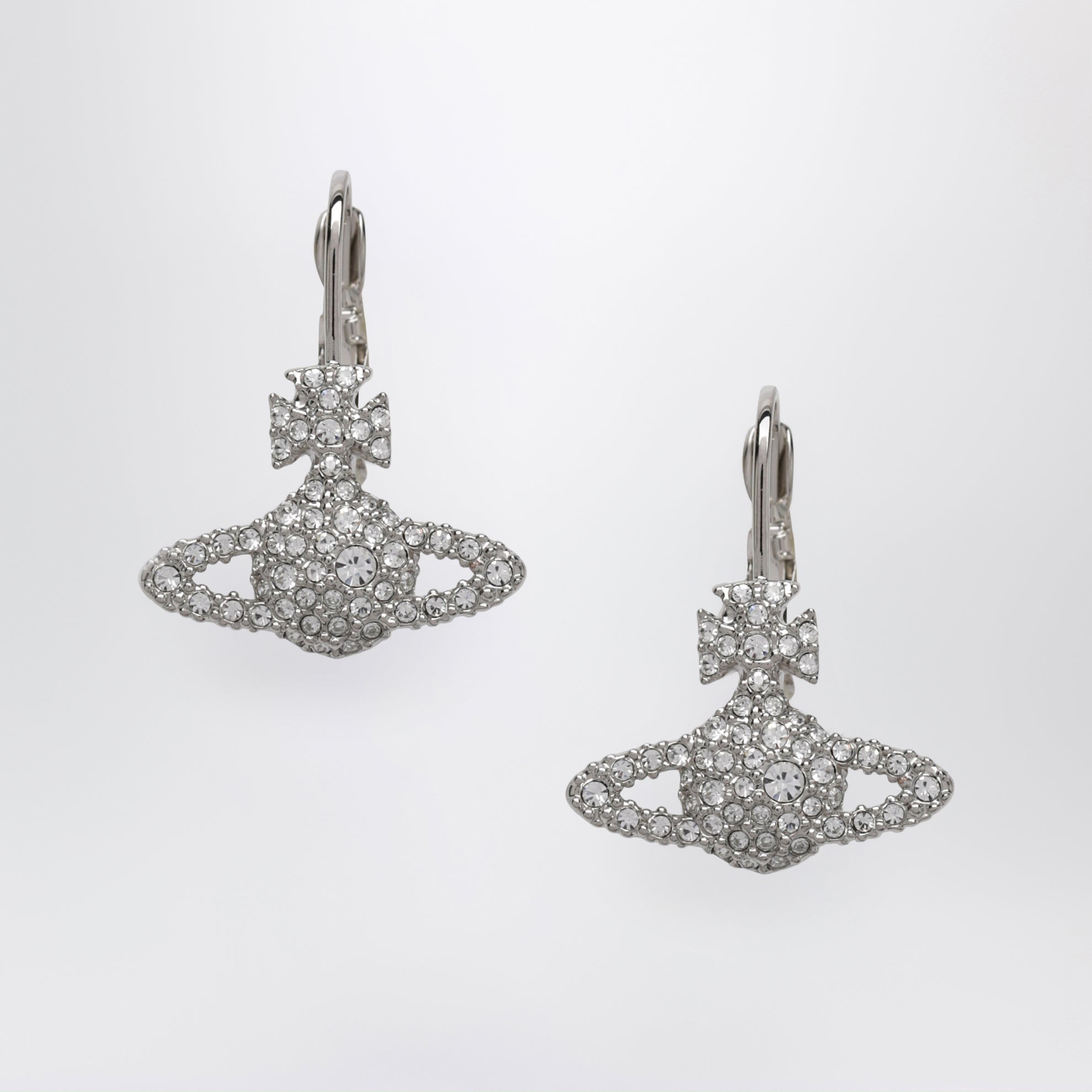 Grace Bas Relief earrings in platinum brass with crystals