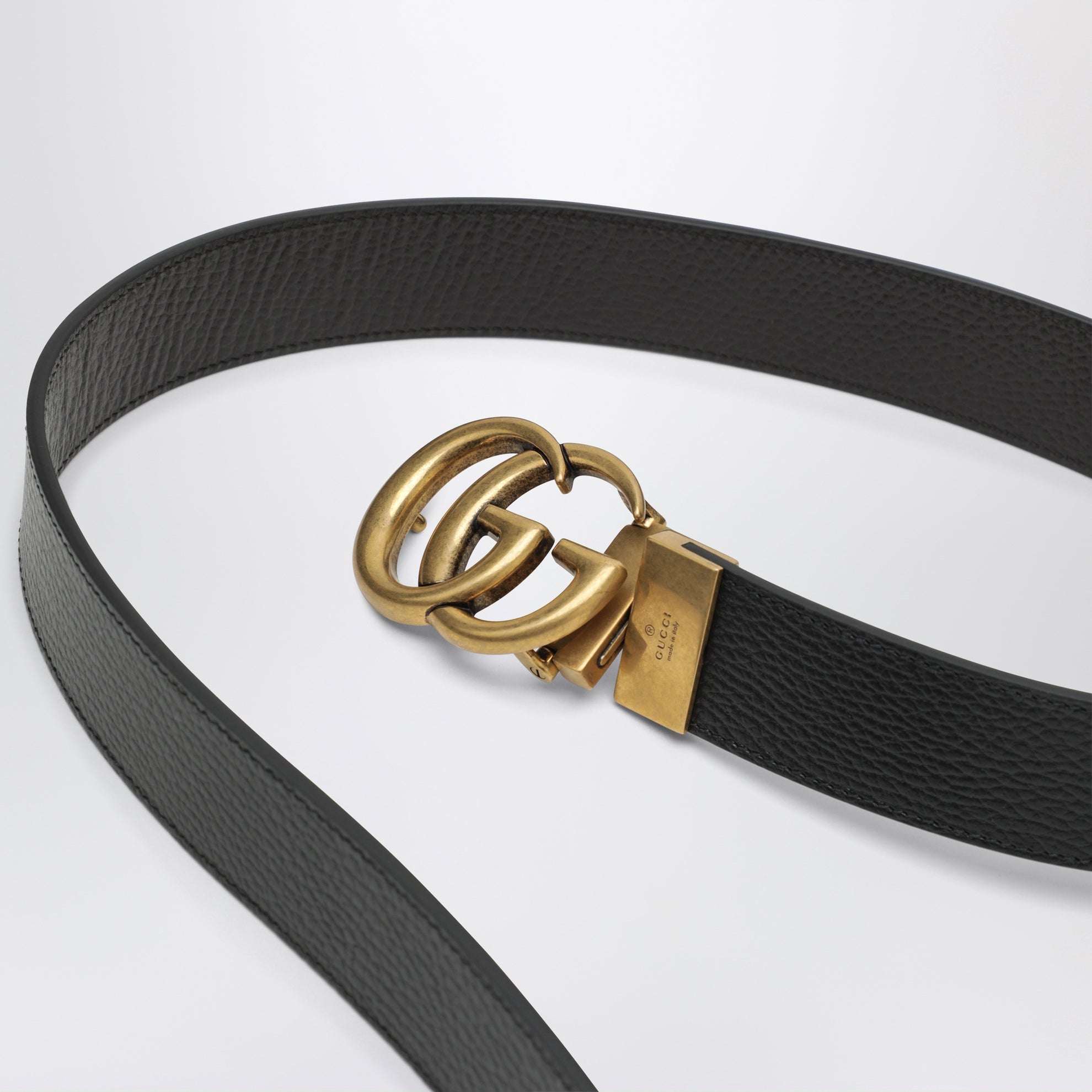 Cintura in pelle reversibile Nera/Marrone con fibbia Doppia G 