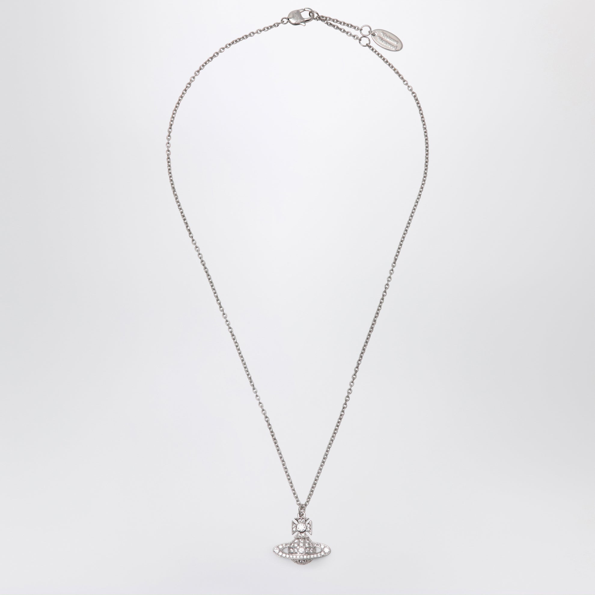 Orb pendant necklace in platinum with crystals
