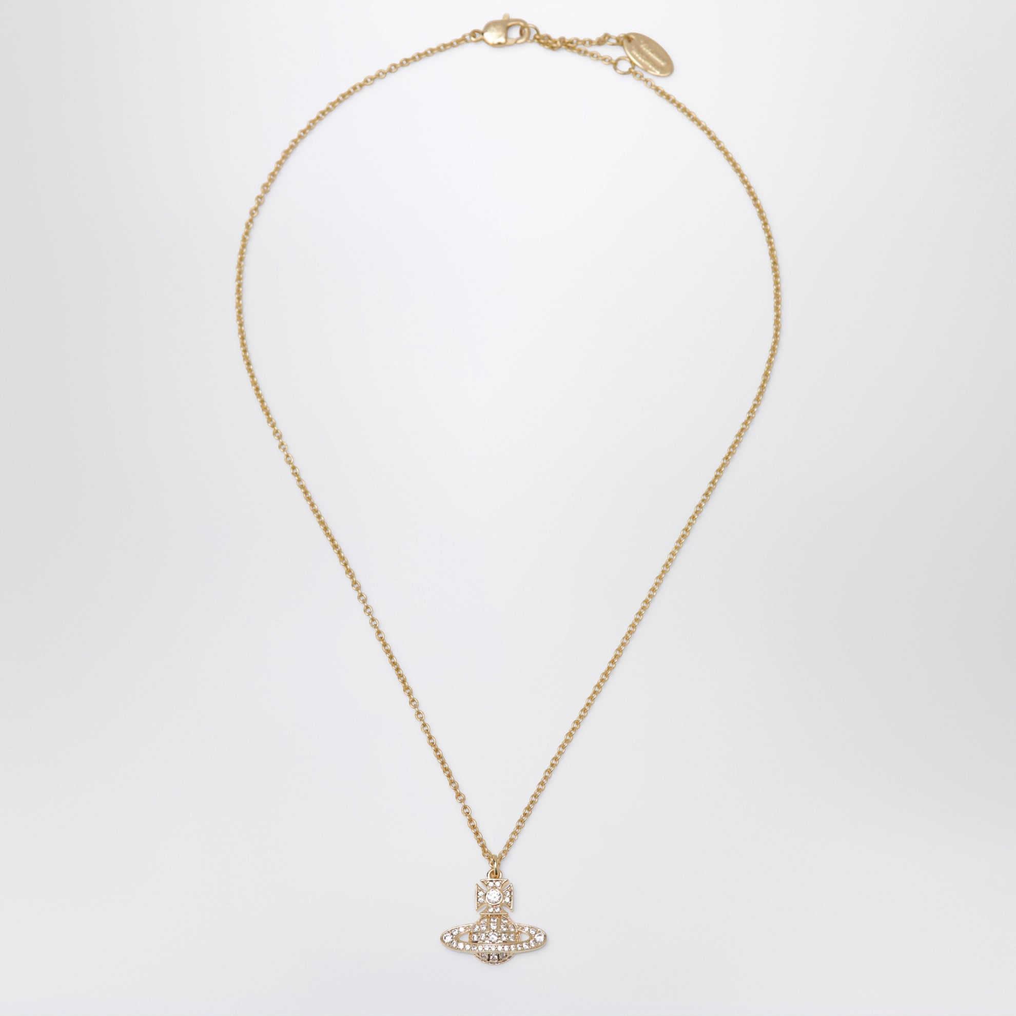 Orb pendant necklace in gold-tone metal with crystals