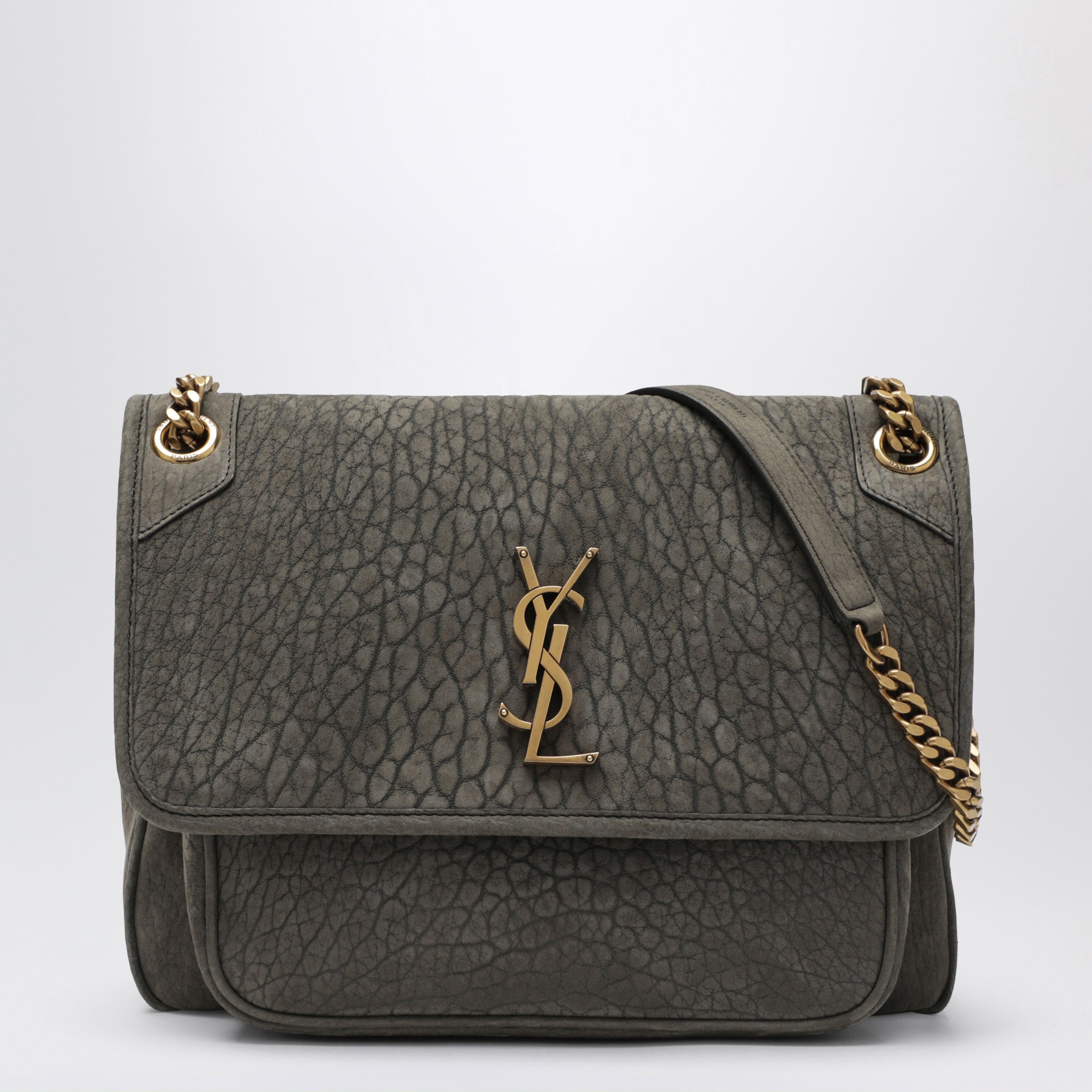Saint Laurent Niki crossbody bag in zinc grey lambskin leather