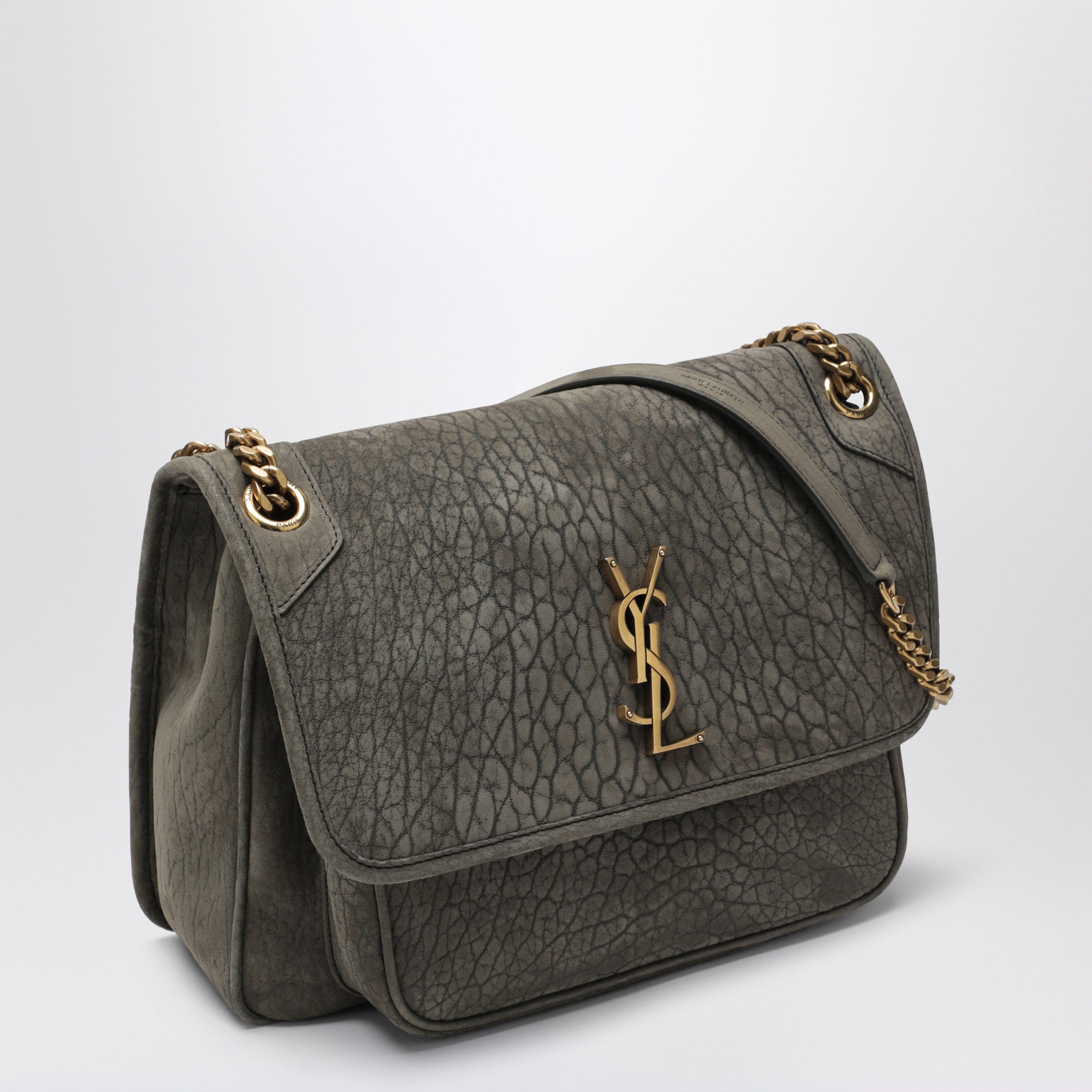 Saint Laurent Niki crossbody bag in zinc grey lambskin leather