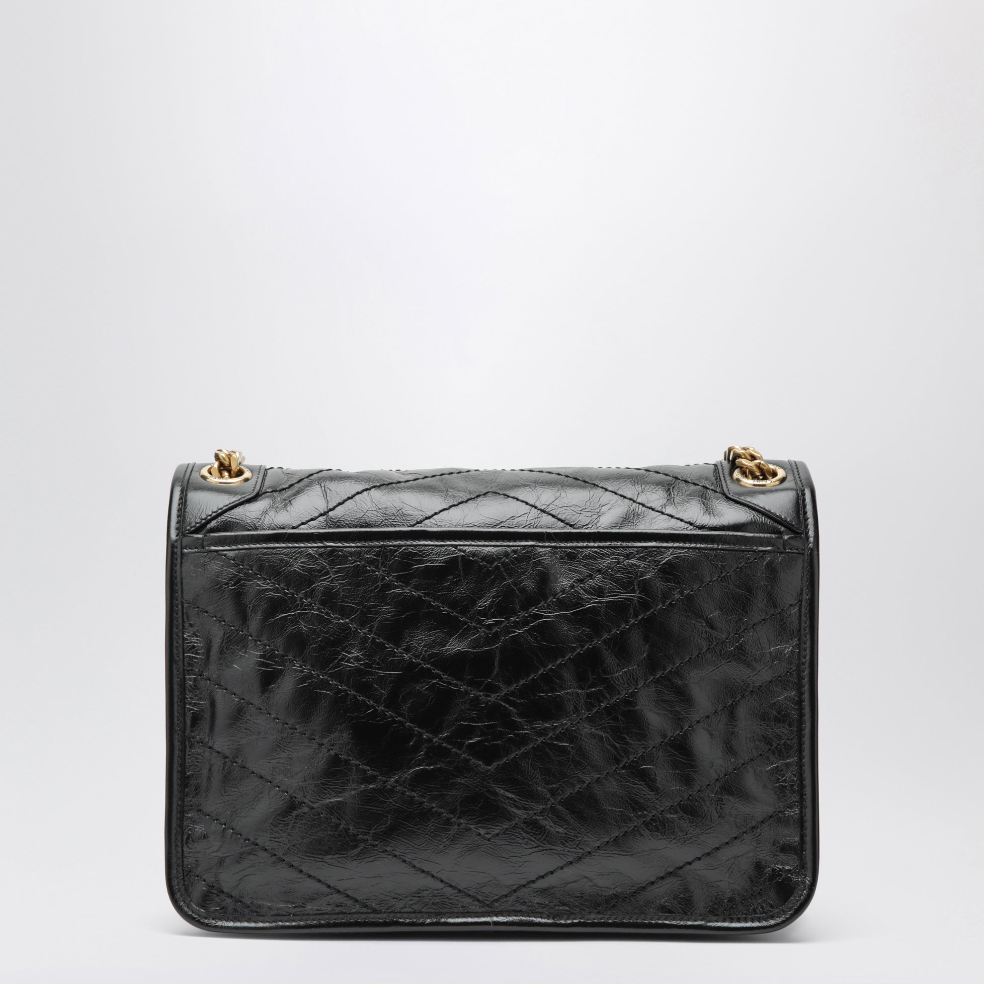 Borsa Niki media trapuntata in pelle vintage nera
